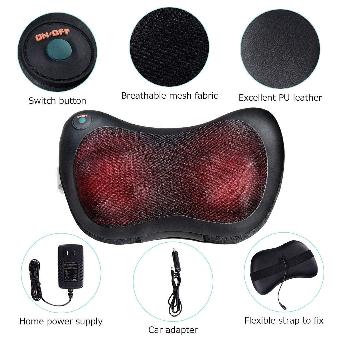 and Neck Massager with Heat, Deep Tisctric Massage Pillow for ,Shoulders,Legs,Foot,Body Musclesue Kneading - Image 3