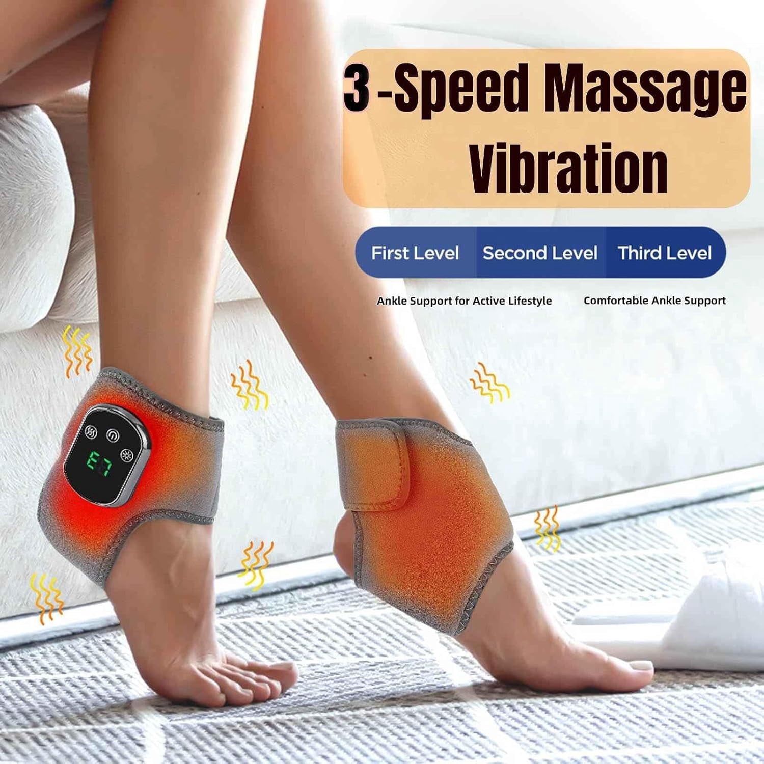 Ankle Massager with Heat, 3-in-1 Kneading Massage, 3 Speeds Vibration & 5 Temperatures, Wireless Portable for Home Of... - Image 4