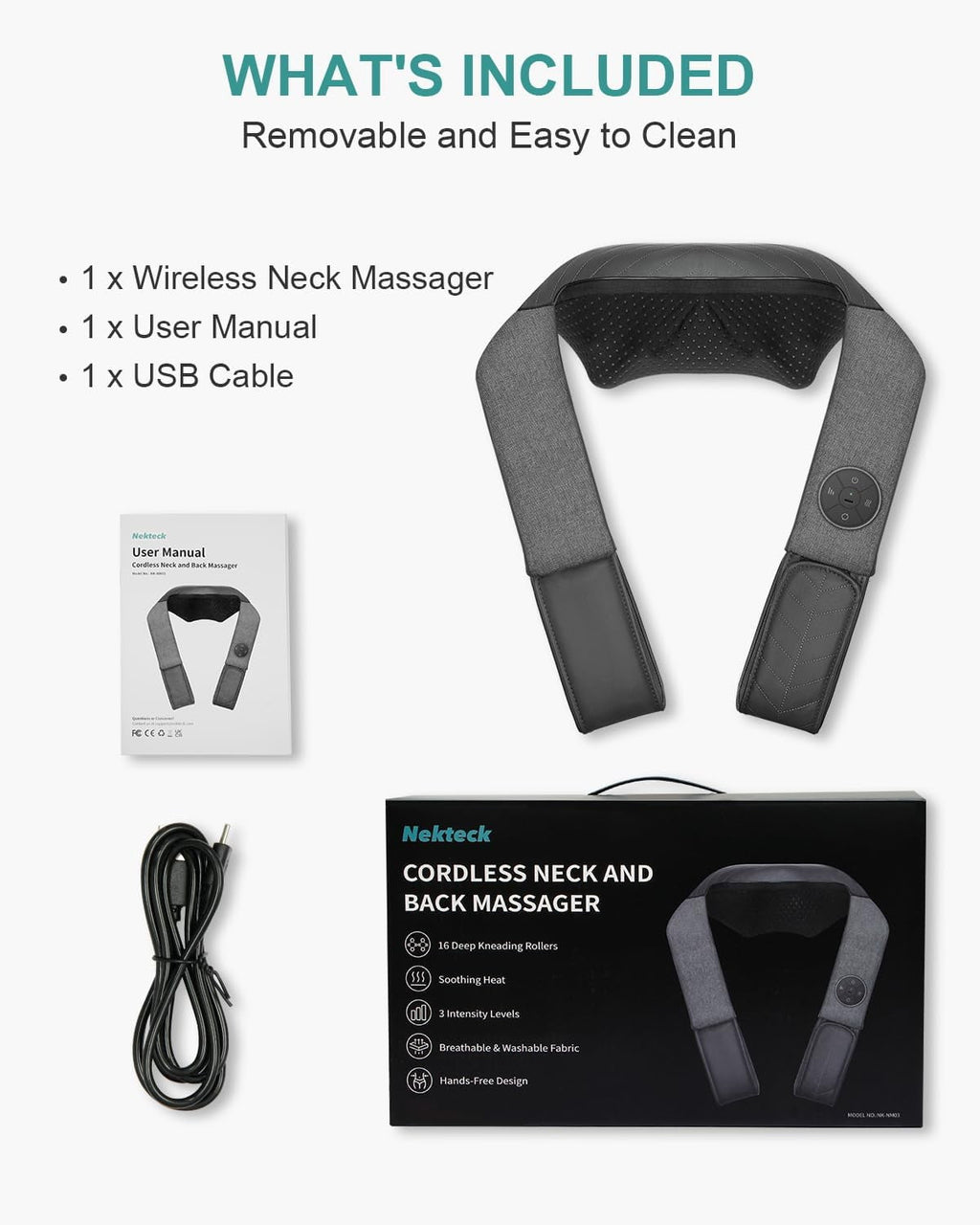and Back Massager with Heat, Shiatsu Massage Pillow for , Shoulders and Back, Portable Deep Kneading Massager for Hom... - Image 2