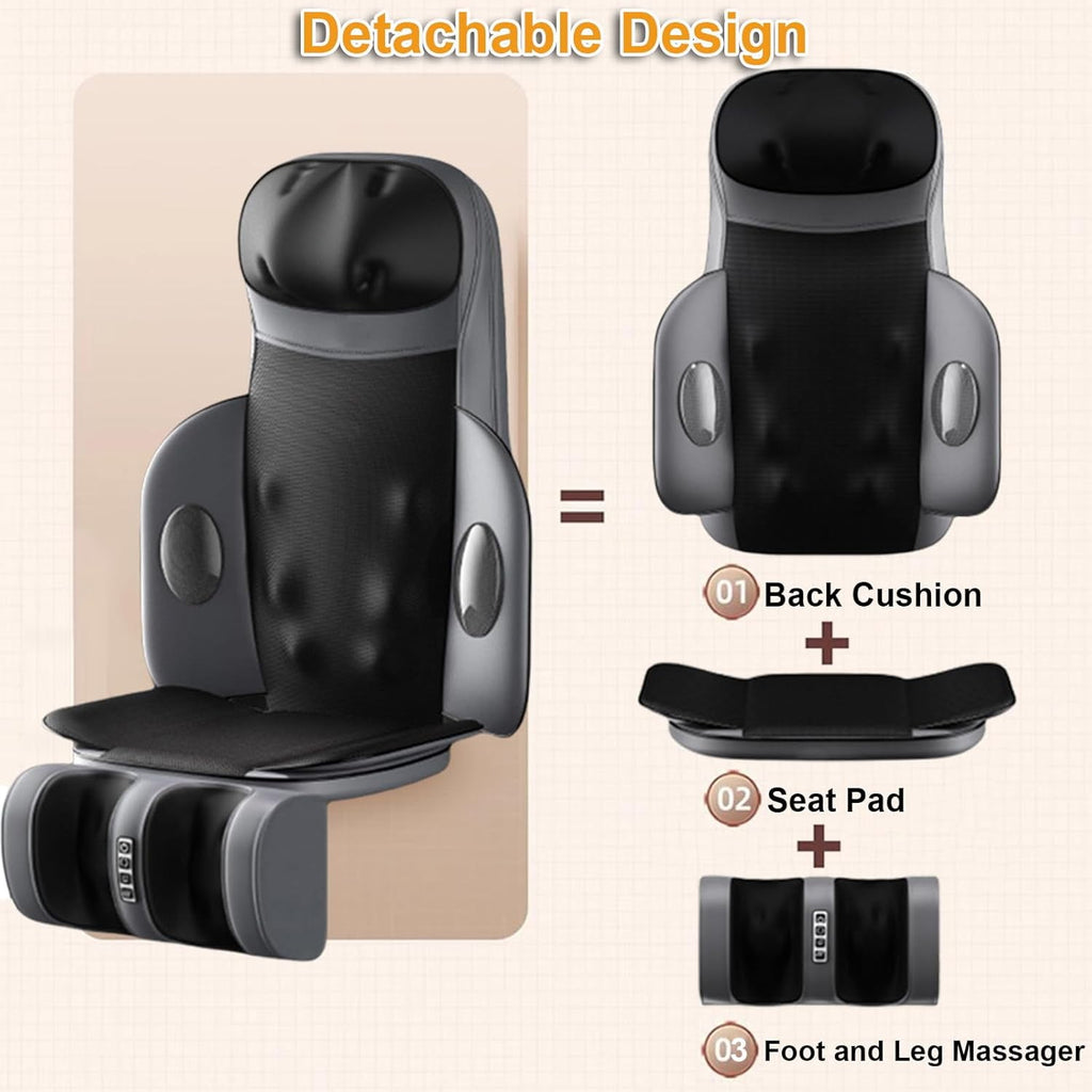 & Back Massager with Heat, 3D Kneading Full Body Massage Mat, Foldable Massager for Home Office Gym - Image 3
