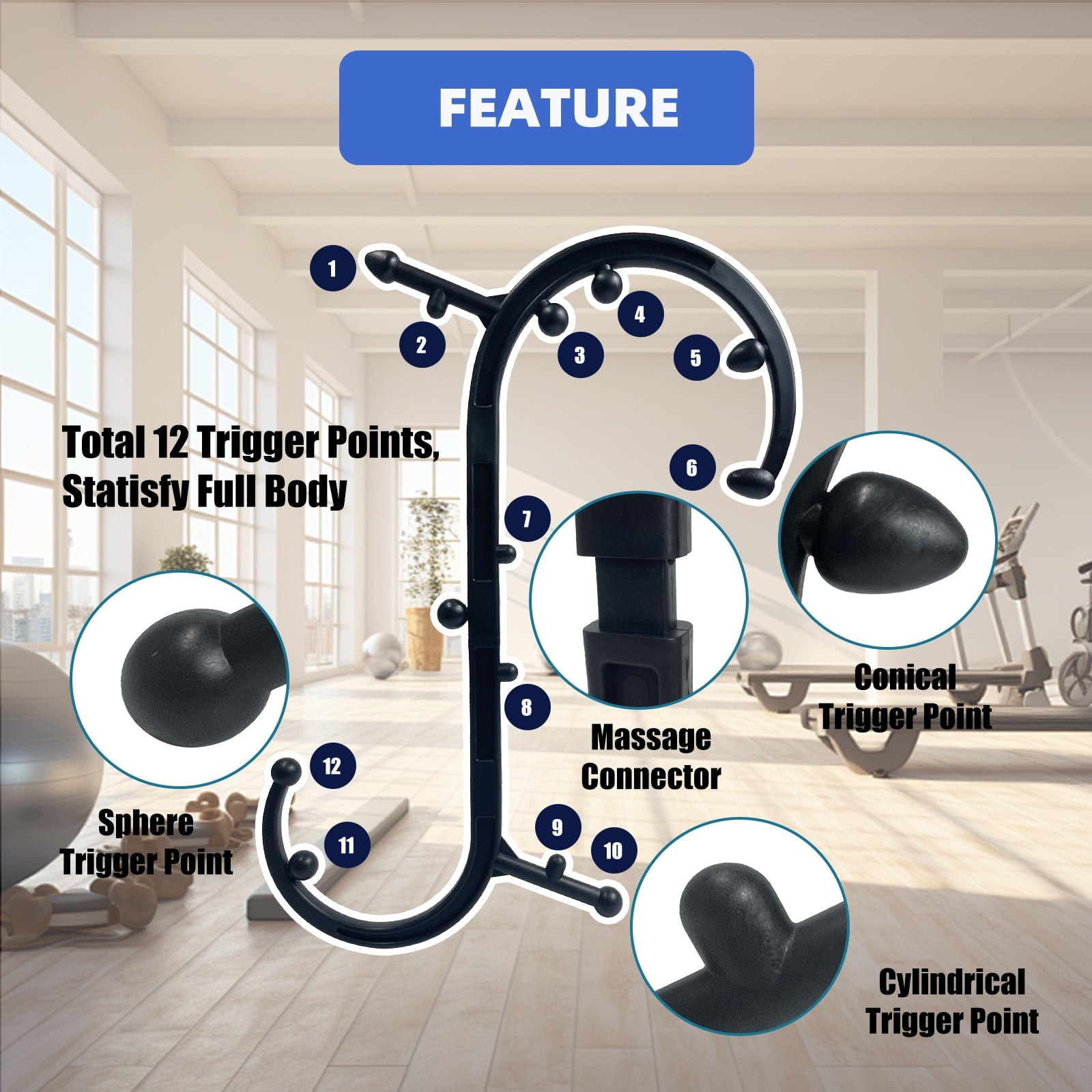 Tissue Massager: Back & Neck Massager for Pain Relief, Self-Use Massager Stick, Full Body Trigger Point Tool for Back... - Image 5