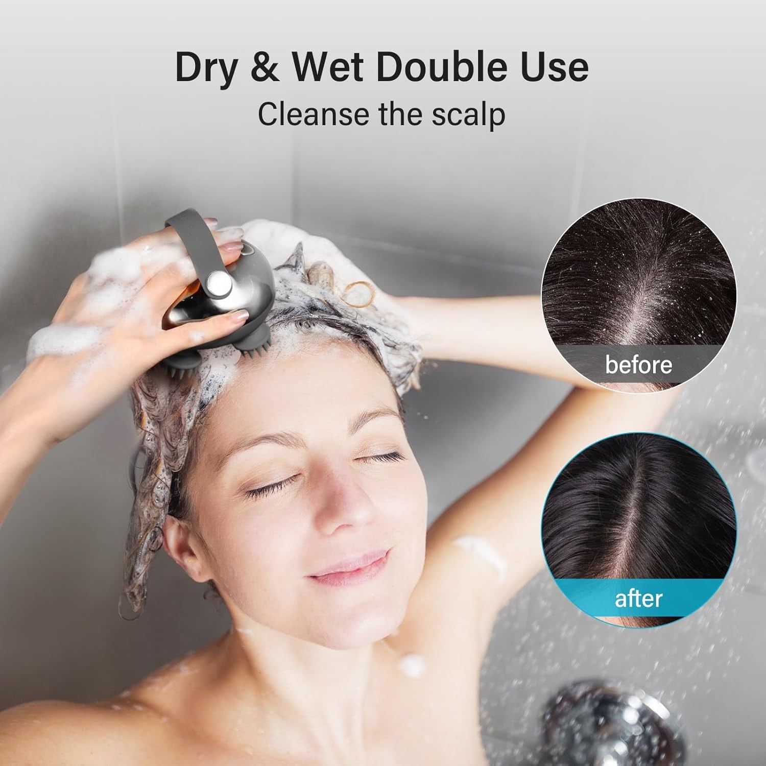 Brush Handheld Waterproof with 8 Removable Claws - Silver - Image 4
