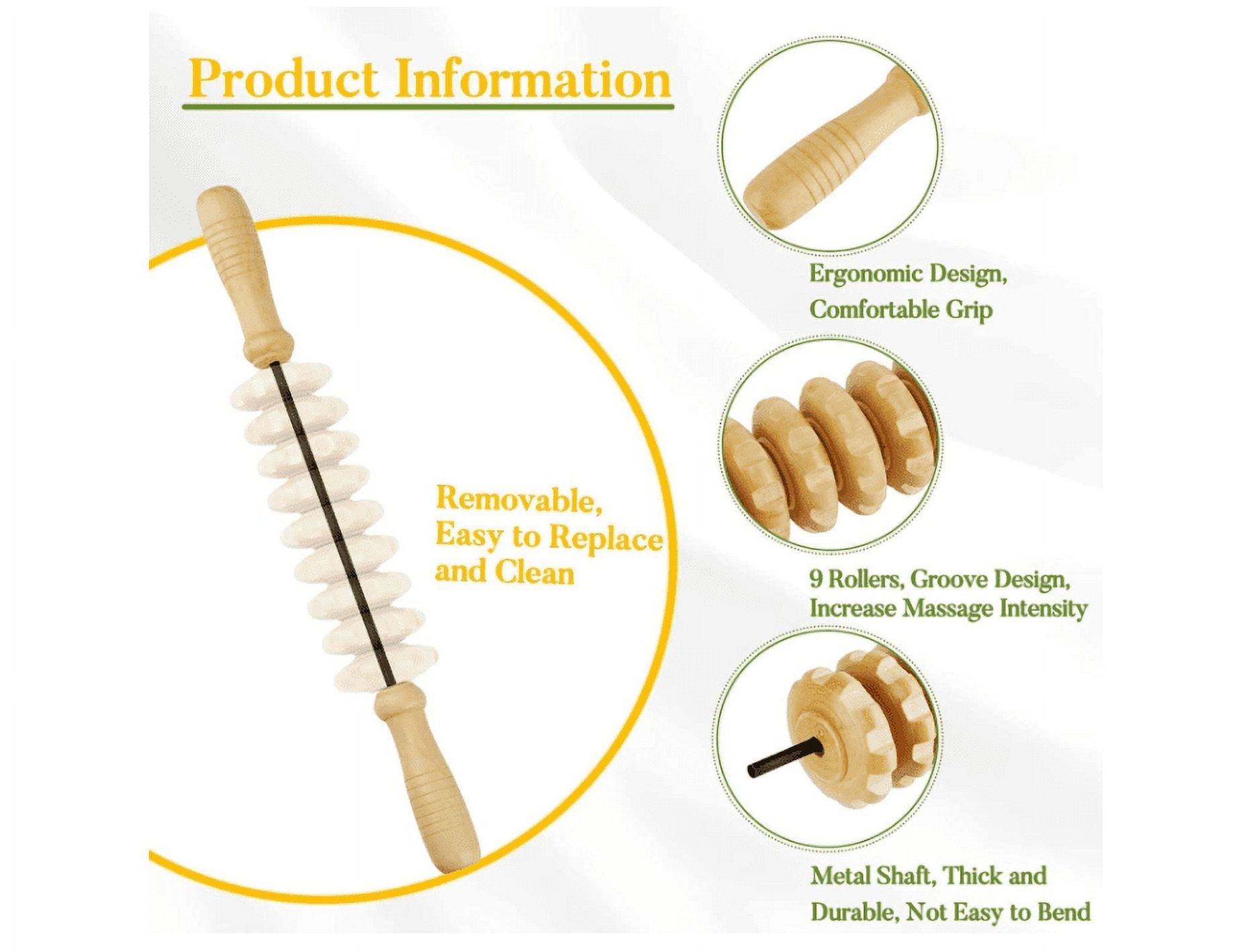 Wooden Massage Stick Roller for Fascia, Cellulite, Muscle & Abdomen, Wood Manual Self Therapy Massage Tools,Body Ther... - Image 6