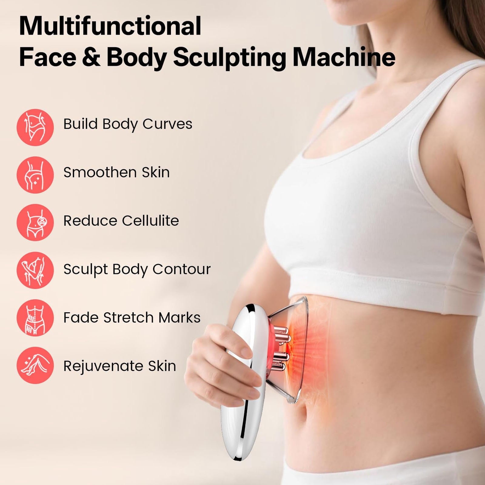 Cellulite Massage Tool,Cordless Cellulite Remover for Legs,Ergonomically Body Sculpting Tools with Two Suction Cups,B... - Image 2
