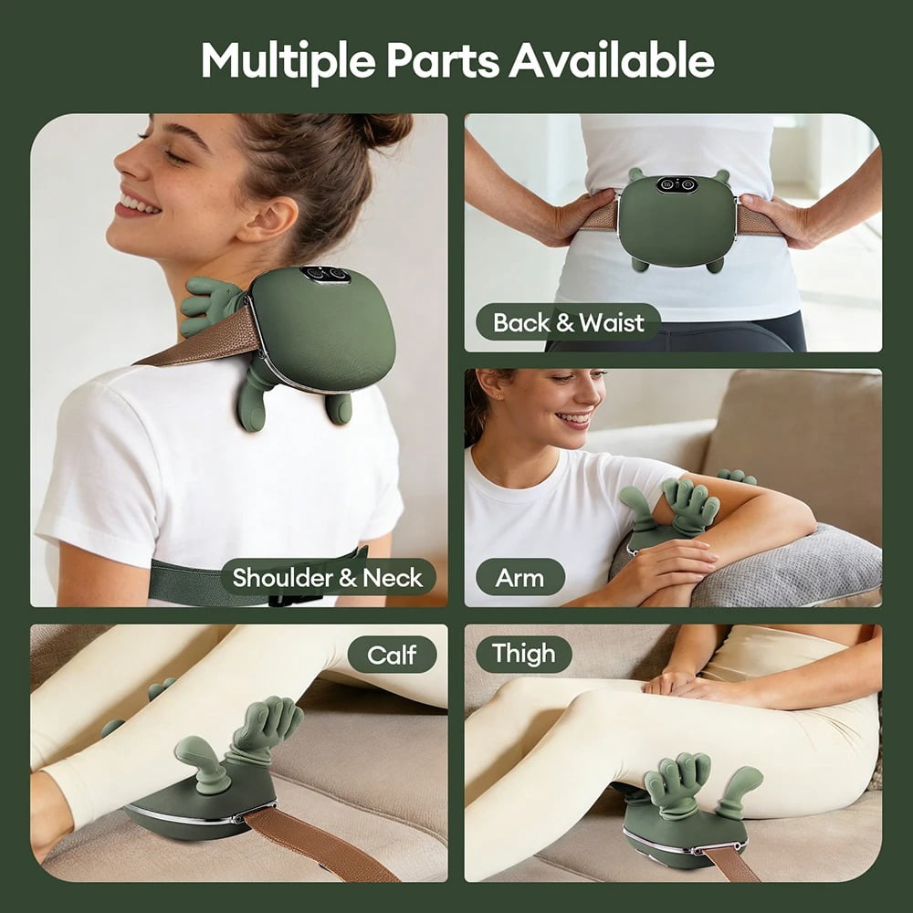 Tissue 4D Neck & Shoulder Kneading Massager with Heat, USB Charging Cable & User Manual for Travel, Green - Image 3