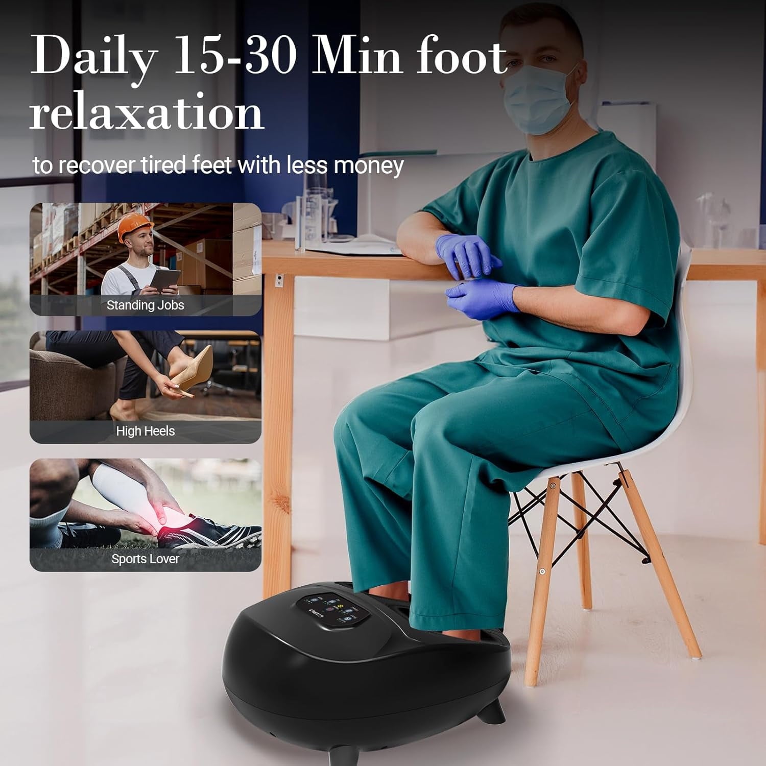 Massager, Upgraded Full Feet Massager with Remote Control, 3 Heating, 3 Compression, 3 Deep Kneading & Timer for Plan... - Image 6