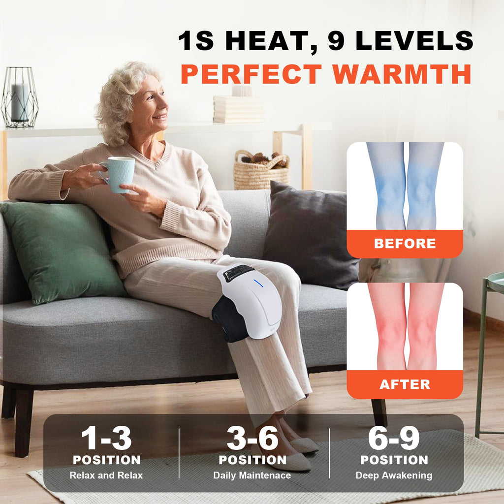 Pro 4-in-1 Knee Massager with Heat, Vibration, Red Light & Electrode Therapy - Cordless, 9+9 Personalization, LED Scr... - Image 4