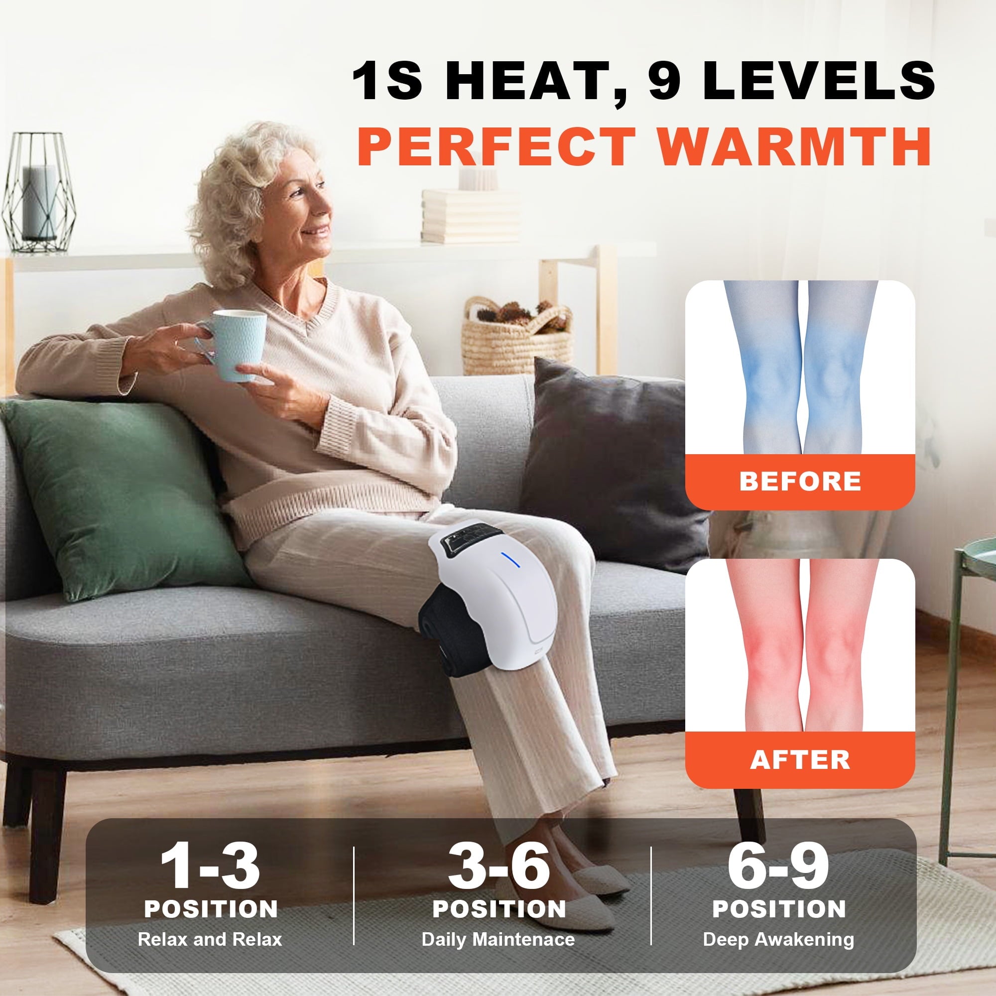 Pro 4-in-1 Knee Massager with Heat, Vibration, Red Light & Electrode Therapy - Cordless, 9+9 Personalization, LED Scr... - Image 4