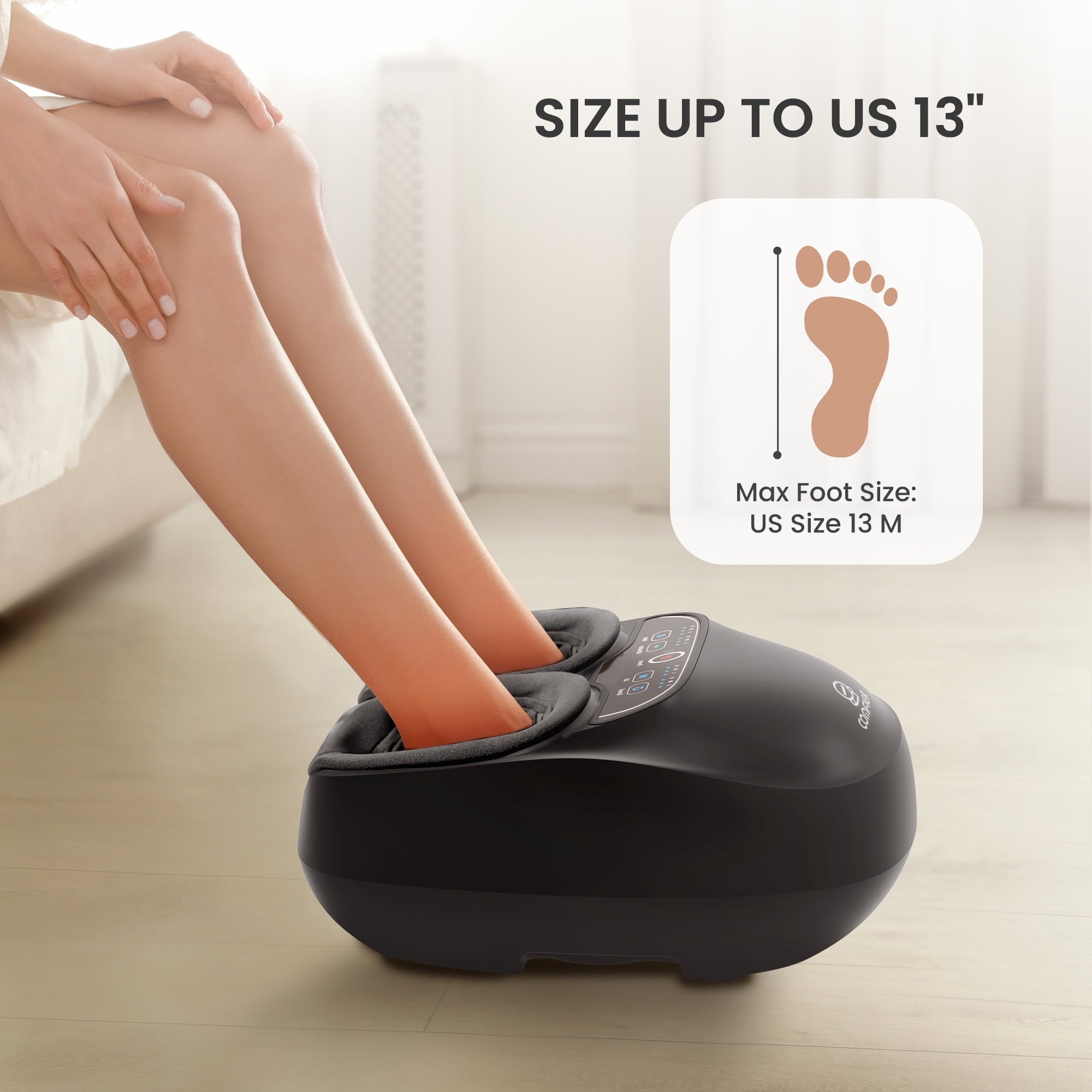 with Heat, Shiatsu Massage Machine with Remote for Plantar Fasciitis, Neuropathy, Circulation, Max Size 13, Black, Gifts - Image 2
