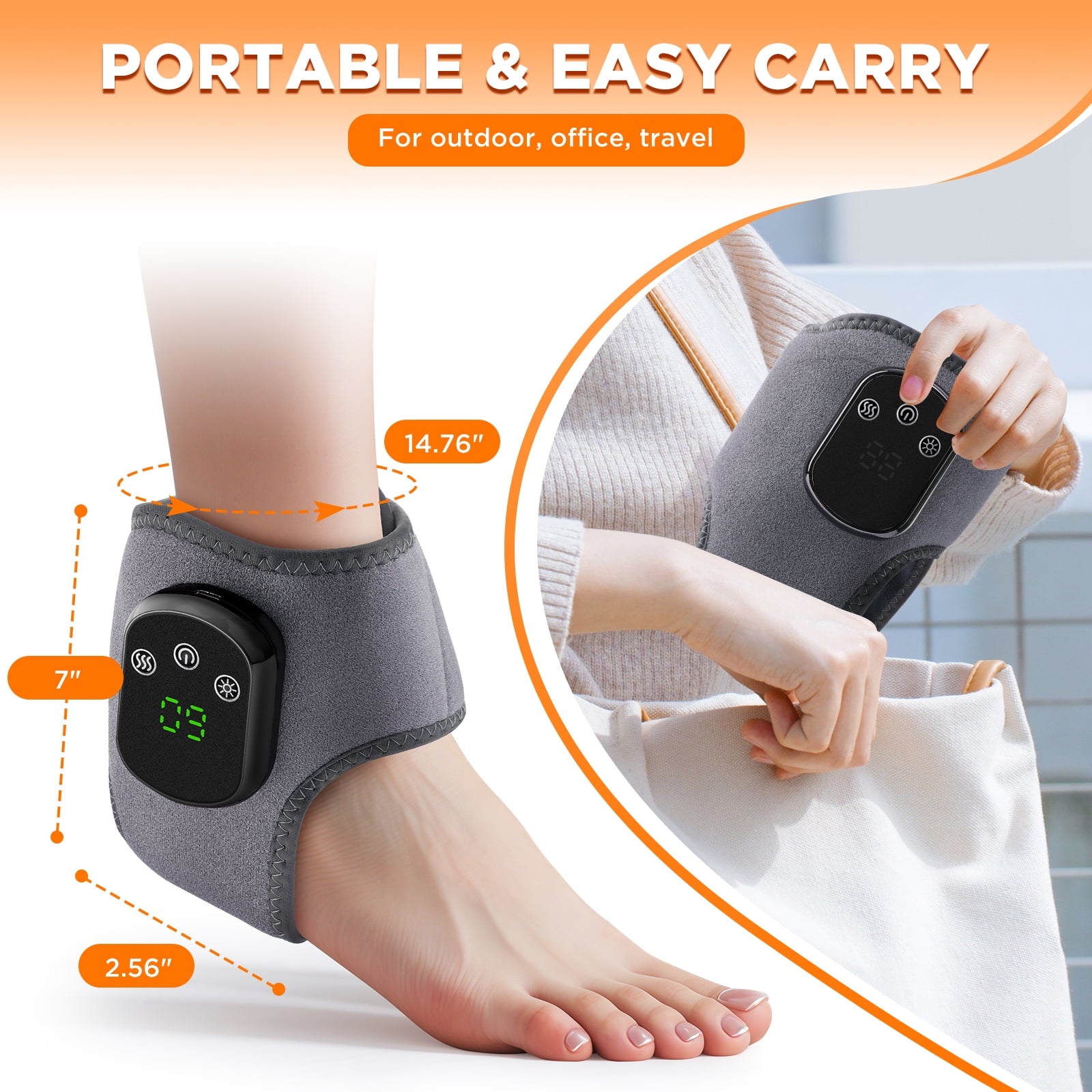 for Achilles Tendonitis, Heated Brace Foot Wrap Massager, USB Wearable for Feet with 5 Heat and 3 Vibration Warmer - Image 2