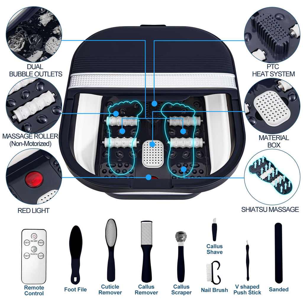 with Heat, Remote Control, Massage Rollers, Bubble, Pedicure Kit - Image 2