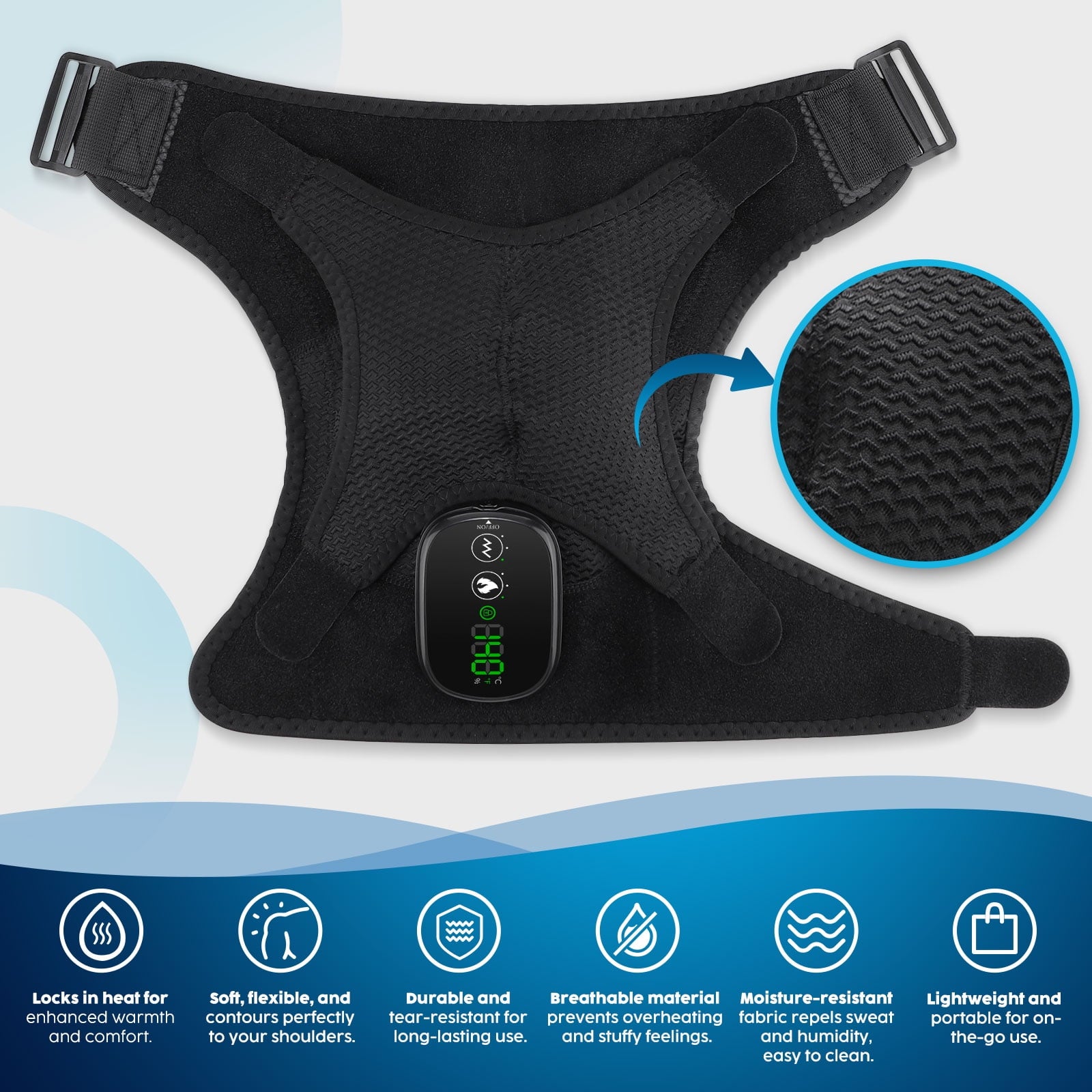 Wrap with Massage for Muscle Relief, Massage with 3 Heat & Vibration Settings, Electric Heating Pad Massager for Men ... - Image 5