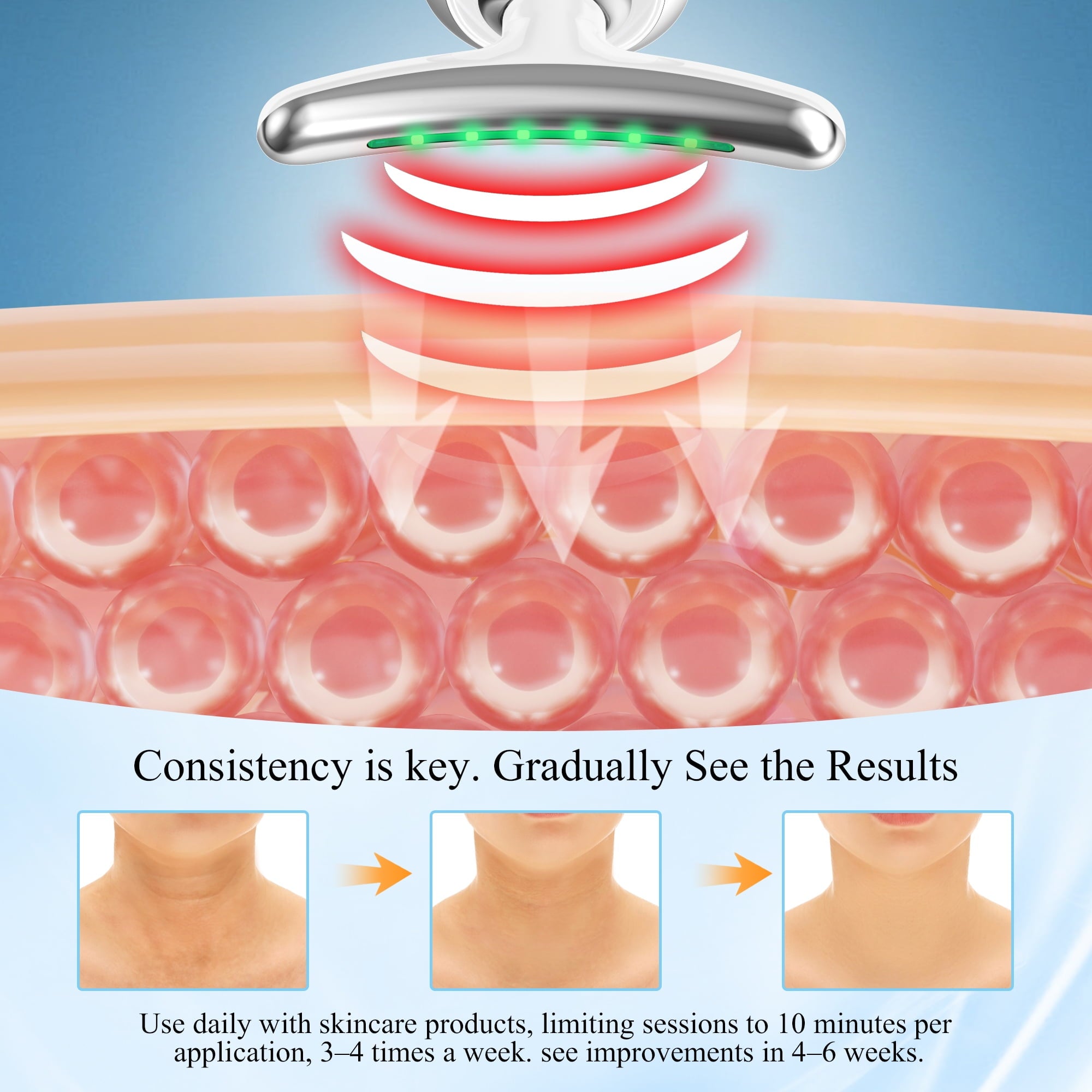 Red Light Therapy, Sculpting Tool, 3 Modes and Vibration Facial for Double Chin Wrinkle, Daily Home Use - Image 3