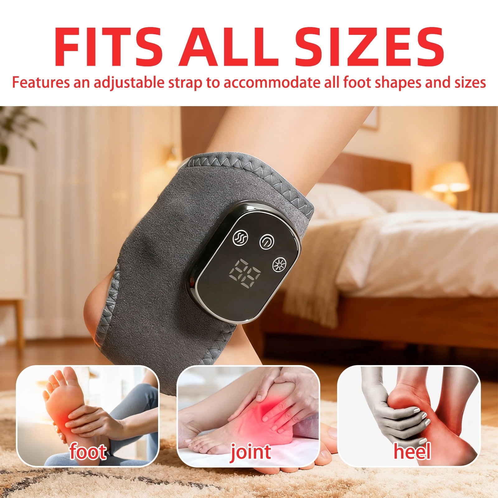 Portable Feet & Ankle Massager with 3-Speed Vibration and 5-Temperature Settings (104°F-140°F),Touch Screen for All A... - Image 6