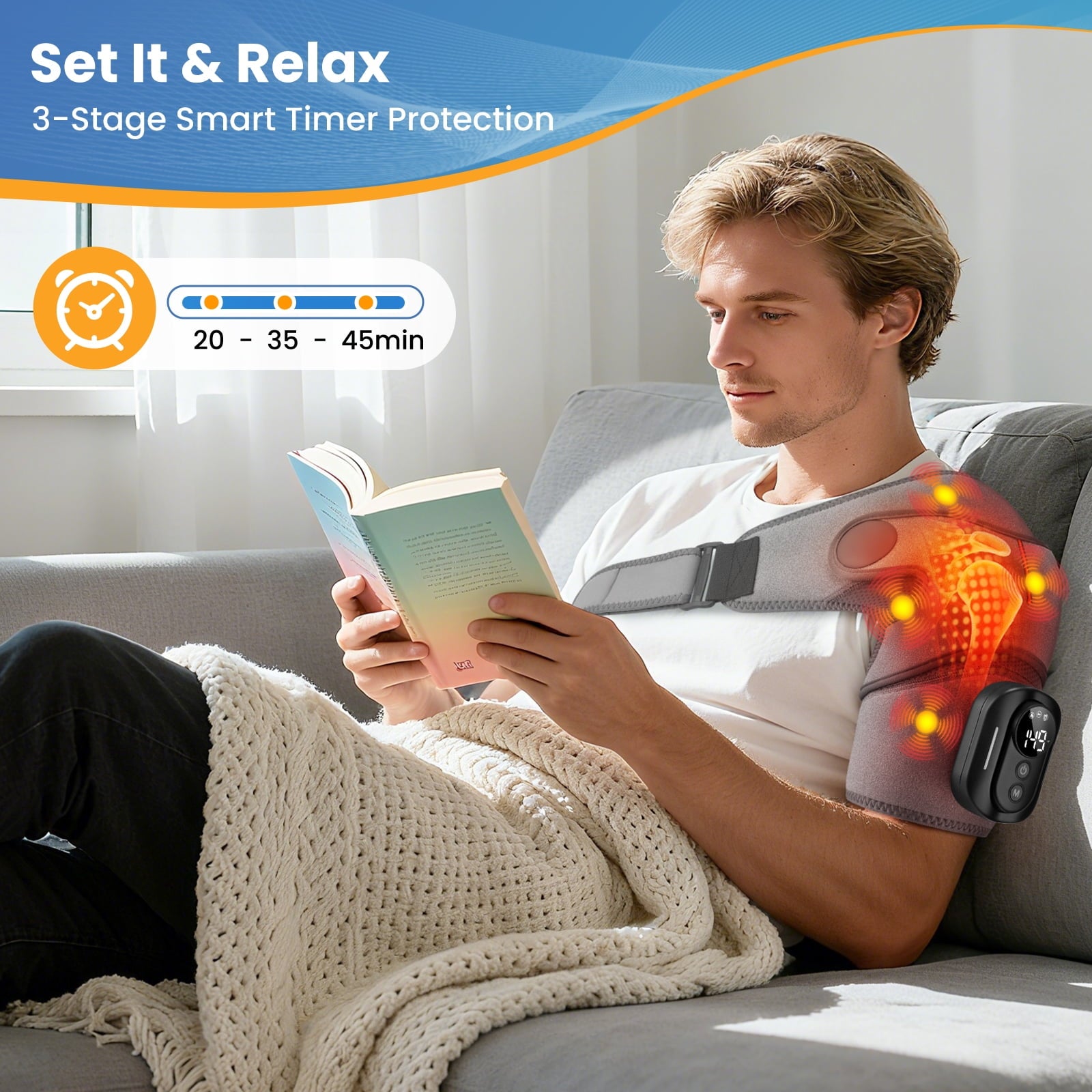 with Detachable Remote, Cordless Massager for Women Men Heated Brace Wrap for Relax,5 Heat and 5 Vibration,5000mAh Ba... - Image 5
