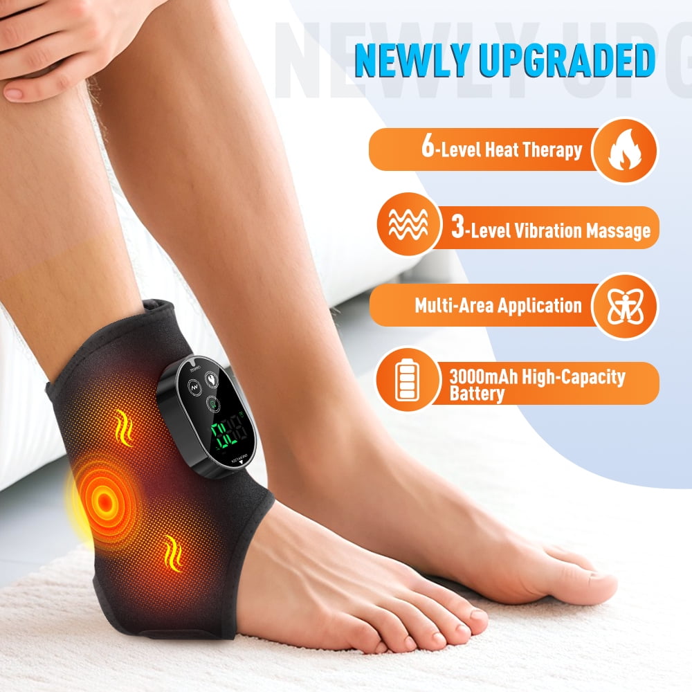 massager with Heat, Ankle Brace Wrap Warmer with 6 Heat & 3 Vibration, 3 Timer Settings, 3000mAh Battery, Ankle Heati... - Image 2