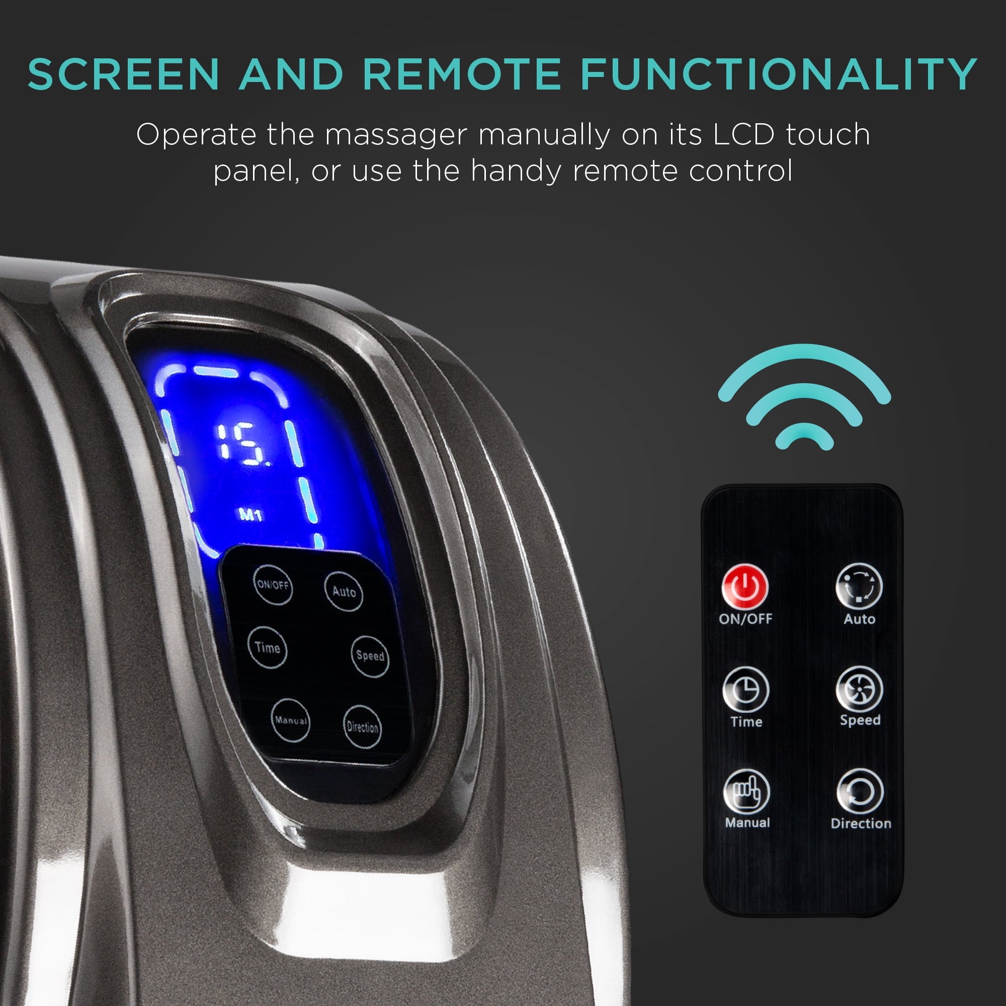 Therapeutic Kneading & Rolling Shiatsu Foot Massager w/ High Intensity Rollers, Remote - Gray - Image 2