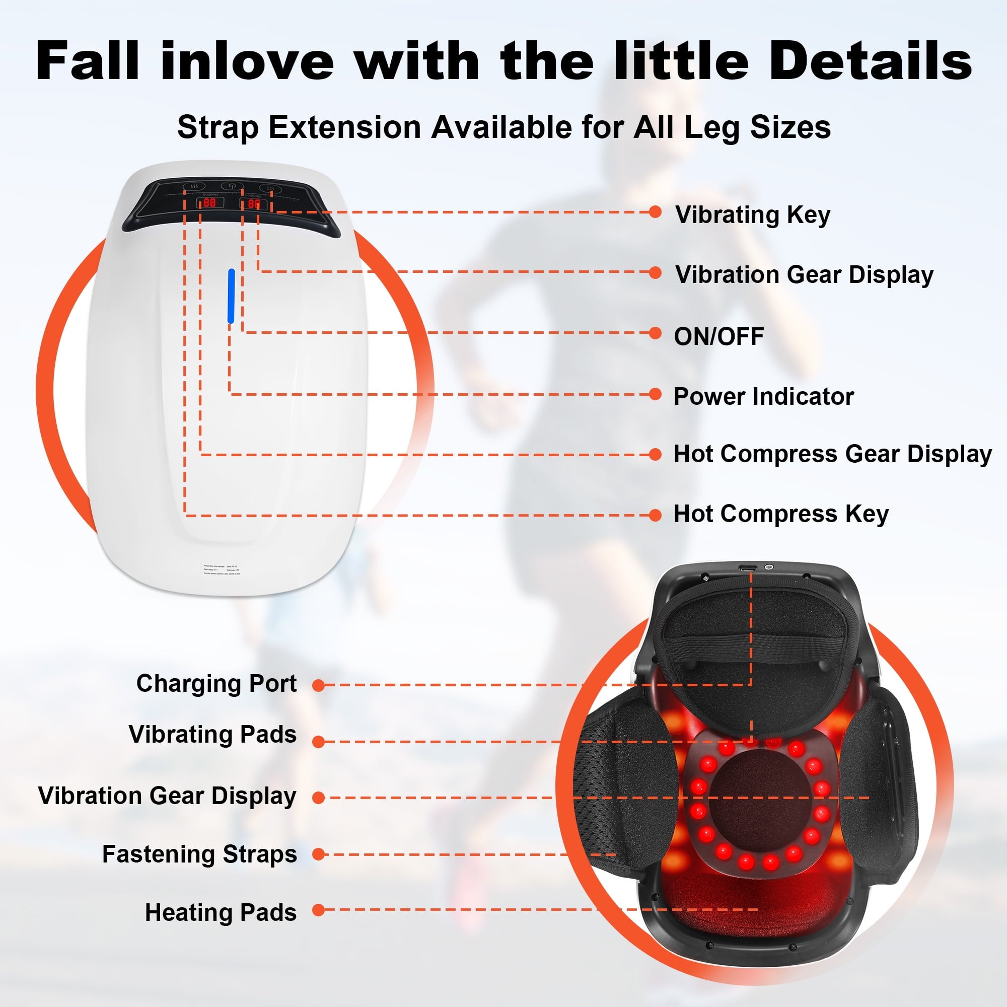 Pro 4-in-1 Knee Massager with Heat, Vibration, Red Light & Electrode Therapy - Cordless, 9+9 Personalization, LED Scr... - Image 5