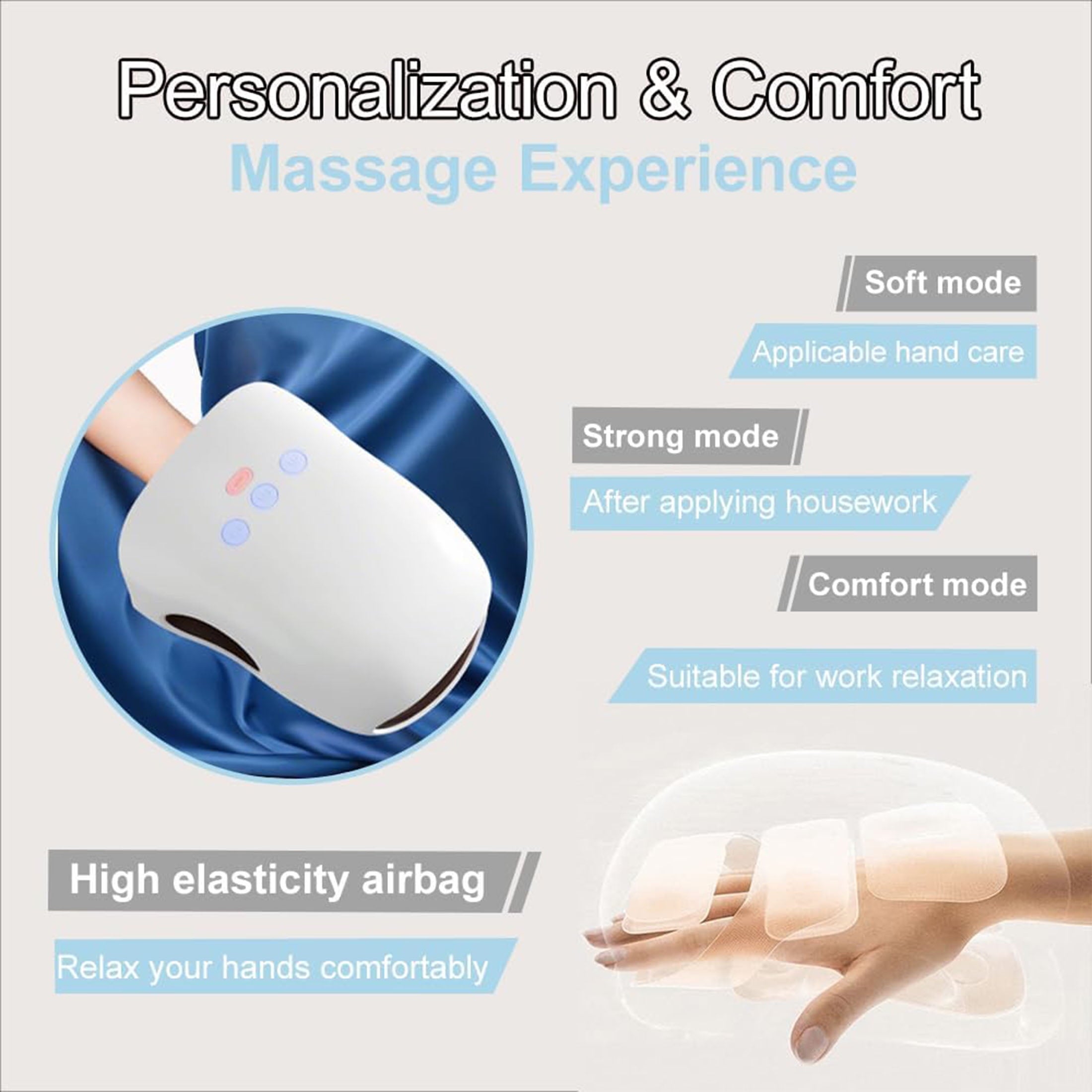 Cordless with Heat and Compression, 3 Mode Palm & Finger with Soothing Warmth, for Relaxation at Home, Office Gift fo... - Image 4