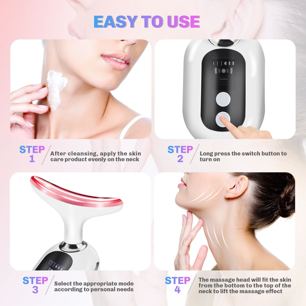 for Skin Care, Massager with 3 Color Modes Heat & Vibration Electric Lifting Device for Wrinkle Removal White - Image 5