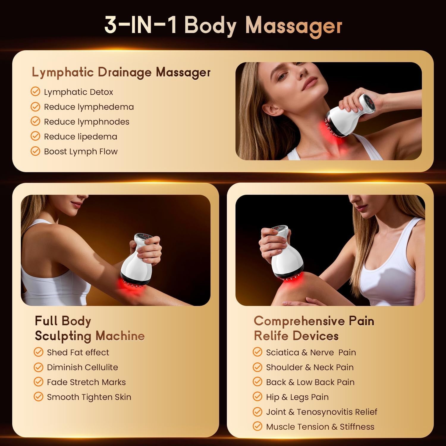 Tool with Heat Vibration and Red Light, Cordless Sculpting r for Legs Arms Waist and Abdomen Appearance Care - Image 3