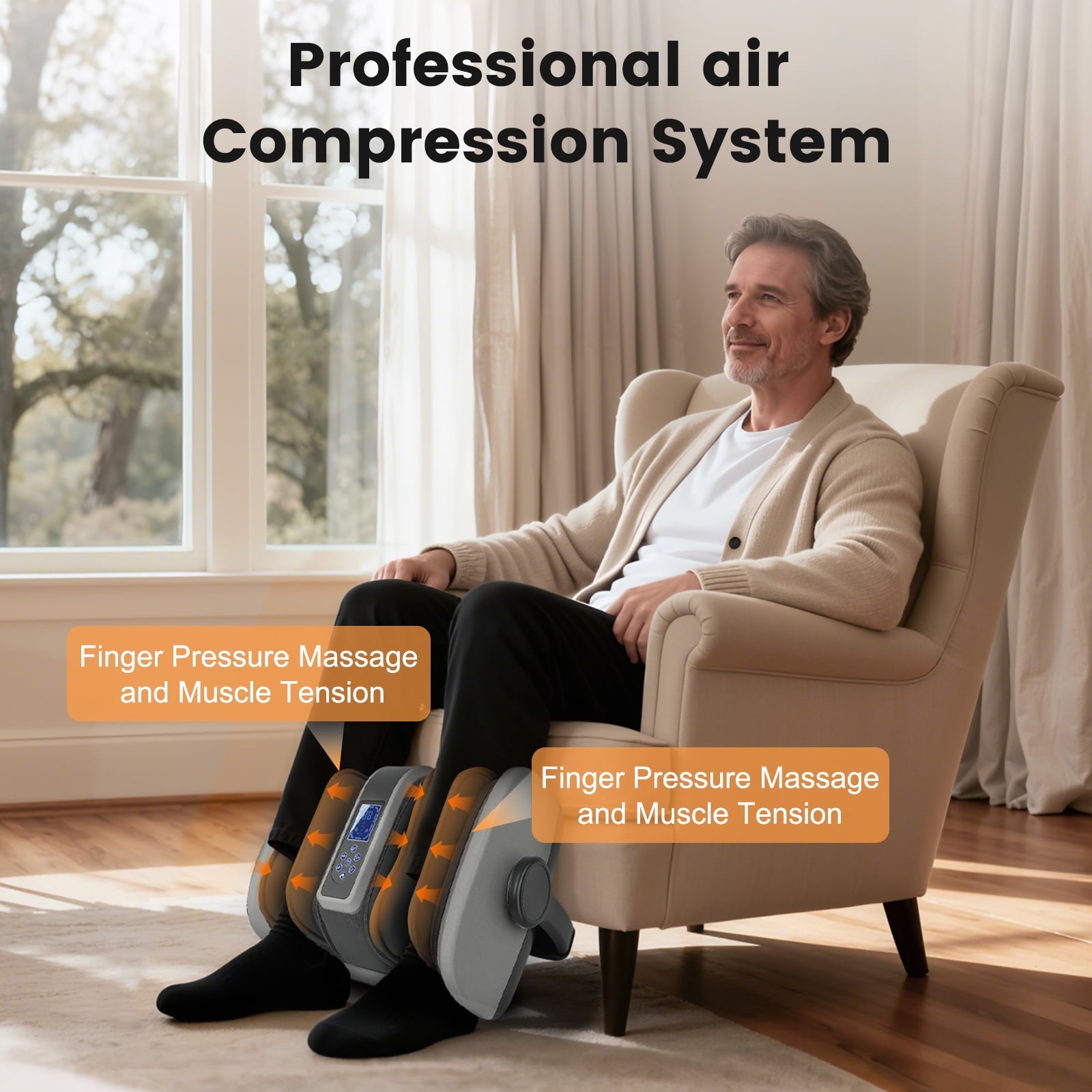 Massager with Heat, Deep Kneading and Calf Massager with Vibration Compression, Electric Leg Massager Machine for Cir... - Image 3