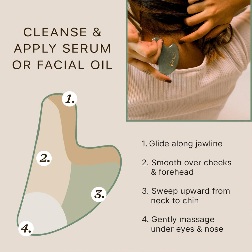Gua Sha Tool - Jade Stone Scraping Massage Tool, Facial Massage for Lymphatic Drainage for Face, Eyes, Neck and Body - Image 6