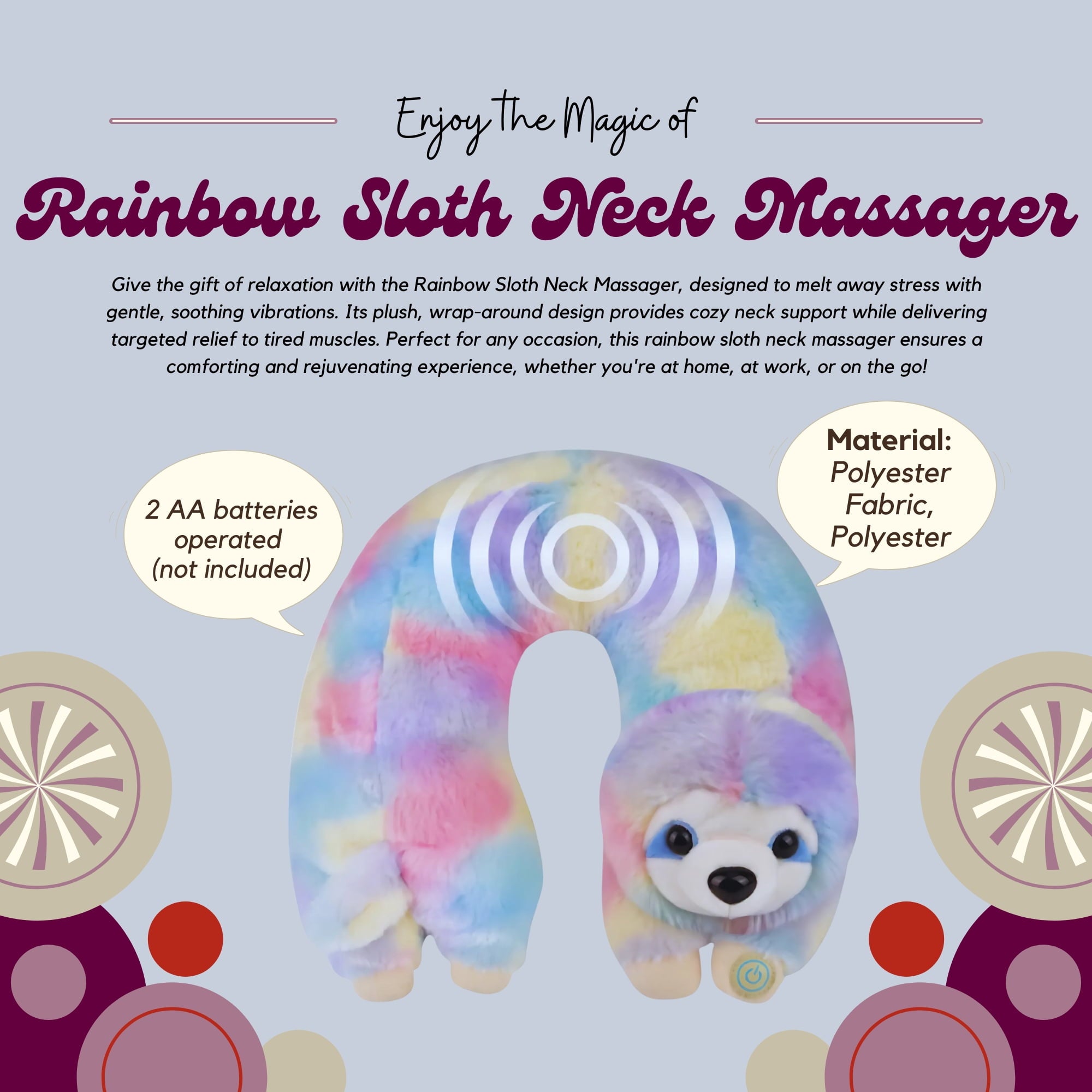 Massager, 11in Vibrating Animal Massage Cushion U-Shaped Pillow with Relaxing Vibration Soft Portable Travel Wrap Chr... - Image 3