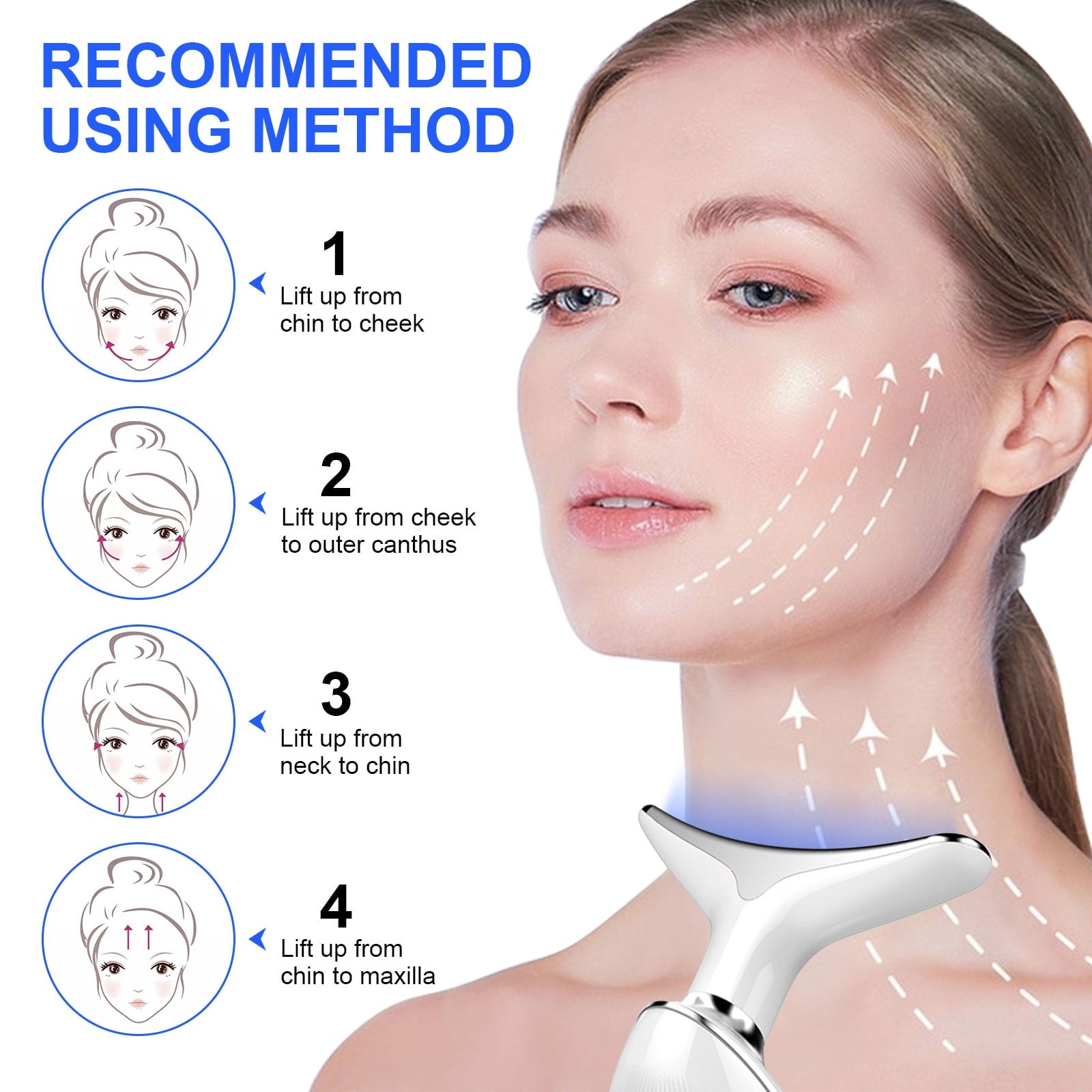Massager for Warming Lift,Skin Rejuvenation and Firming Lines,Clean/EMS/Heat/Sonic-Vibration Functions (White) - Image 4