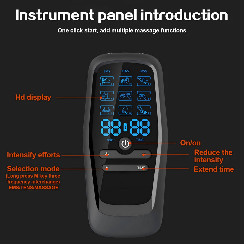 Rechargeable Muscle Stimulator Dual Channel with 8 Reusable Electrode Pads 27 Modes for Back Neck Muscle Relief Manag... - Image 6