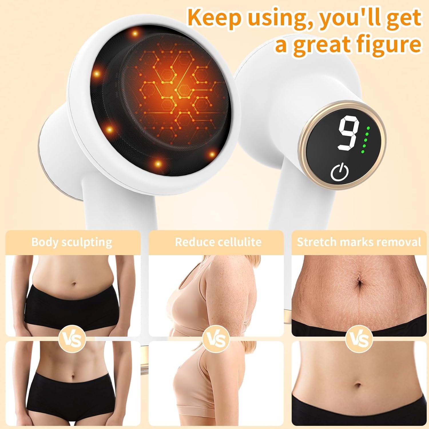 Electric Cellulite Massage Tool - Cordless Body Sculpting Machine with 8 Massage Heads, 9 Modes & 1800mAh Battery | P... - Image 2