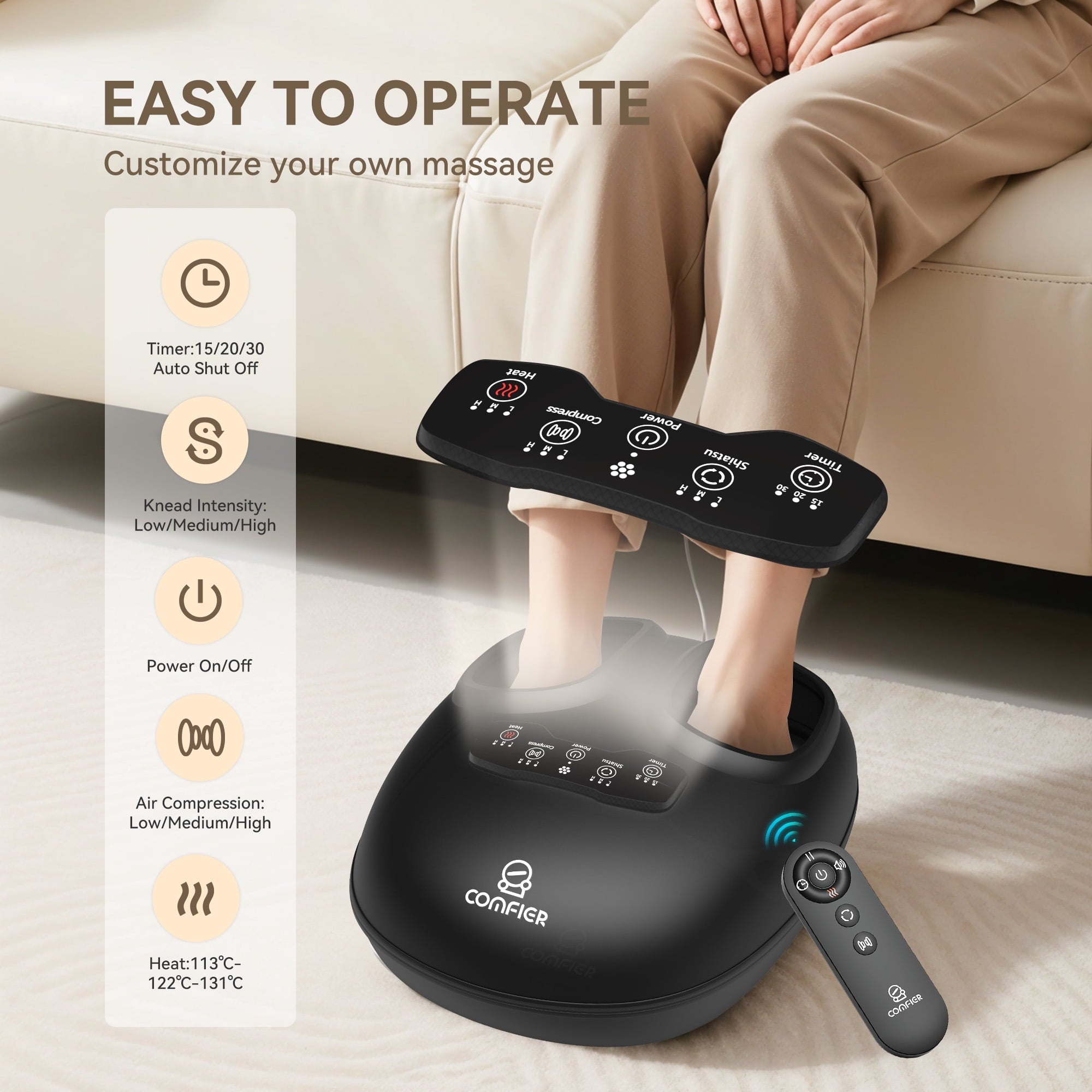 with Heat, Feet Massage Machine for Neuropathy Plantar Fasciitis, Size 14 - Image 4