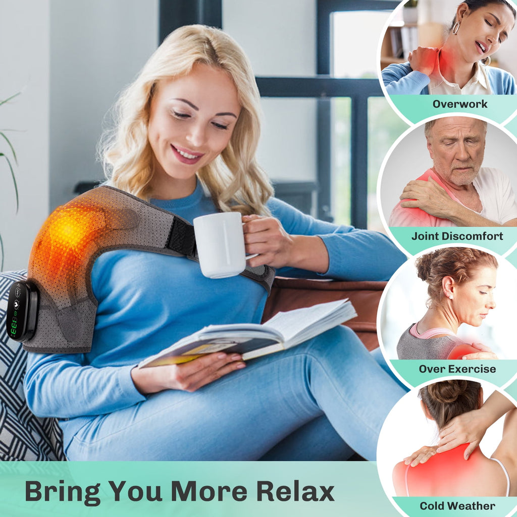 with Massage,Heated Wrap for Women Men, Cordless Massager with 5000mAh Battery,Heated Brace with 3 Heat & 3 Vibration... - Image 3