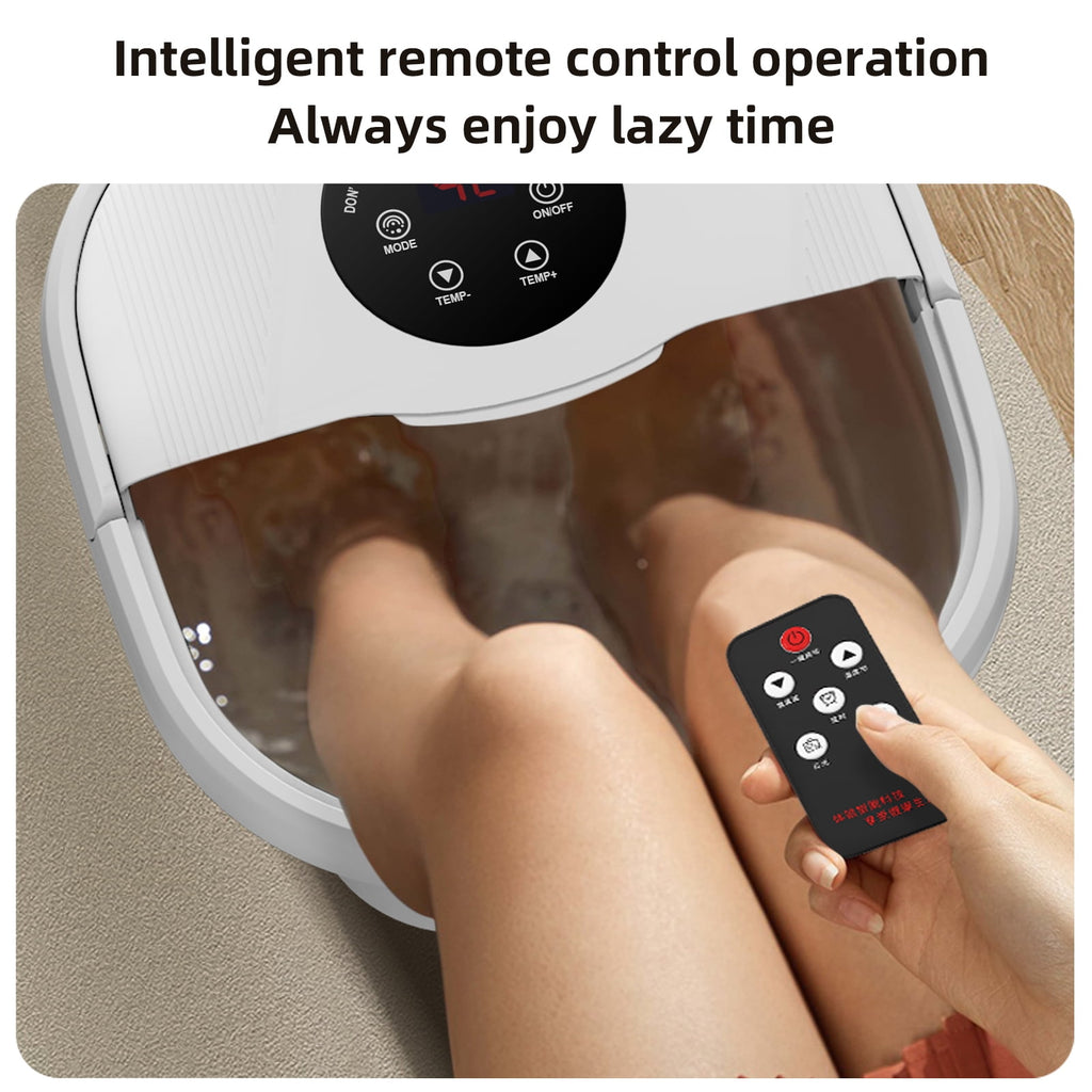 Bath Massager with Heat, Bubbles and Red Light, 8 Massage Roller Pedicure, Foldable Portable Tub for Soaker with Temp... - Image 4