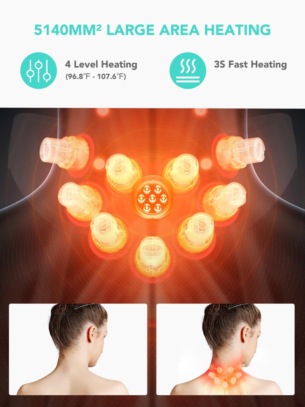 Massager for Pain Relief, 9D Deep Tissue Foldable Electric Massager with Heat & Vibration, Portable Gift for Men & Women - Image 3