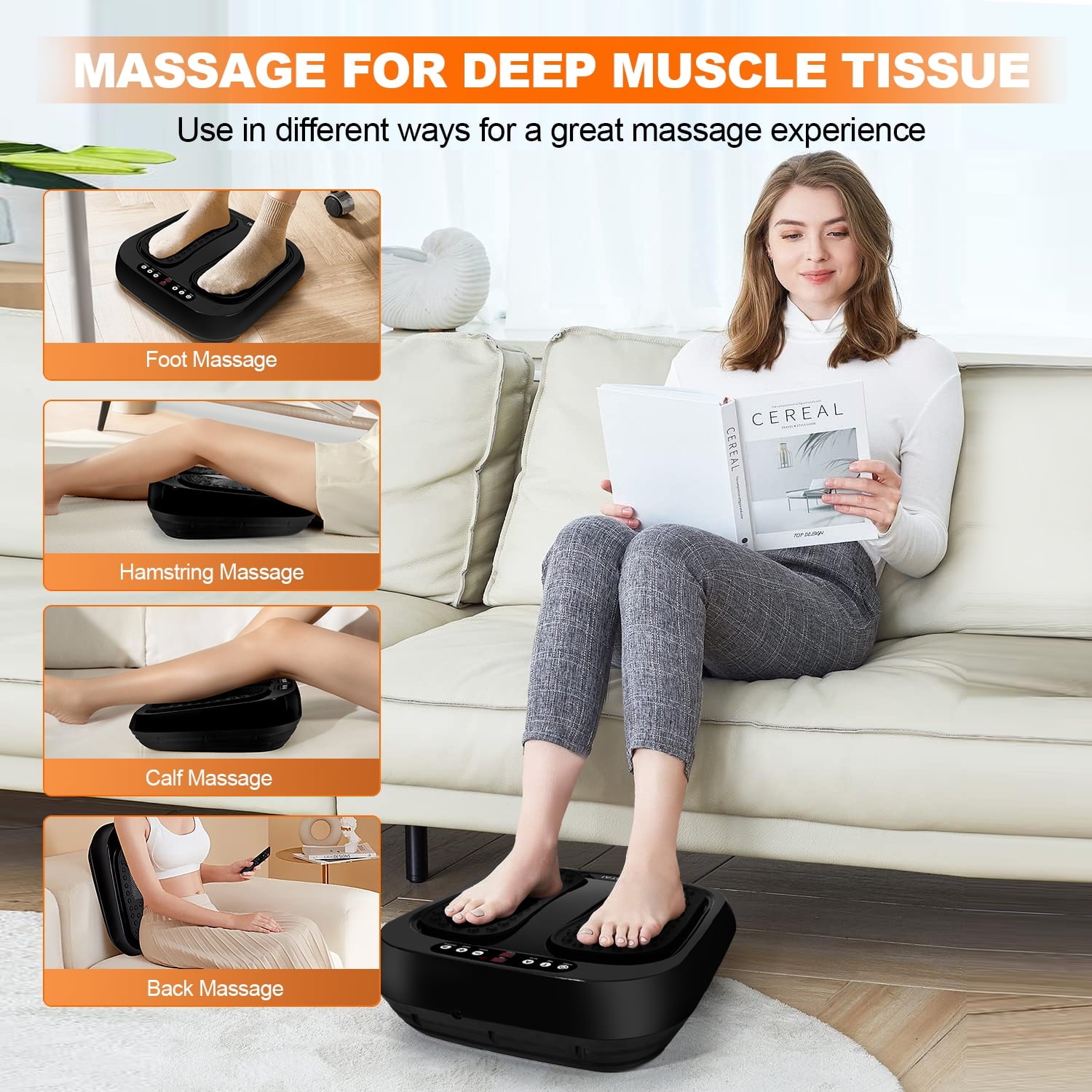 Electric Foot Massager Machine, 5 Auto Modes 20 Levels Speed, Remote Control, Deep Kneading Therapy, Gifts for family... - Image 6