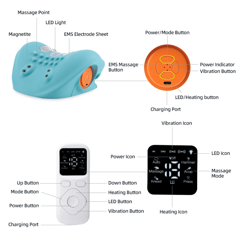 4 in 1 Neck and Shoulder Massager with Heat, Wireless Neck Massager, Adjustable 6 Modes 9 Intensities, Portable Pillo... - Image 5