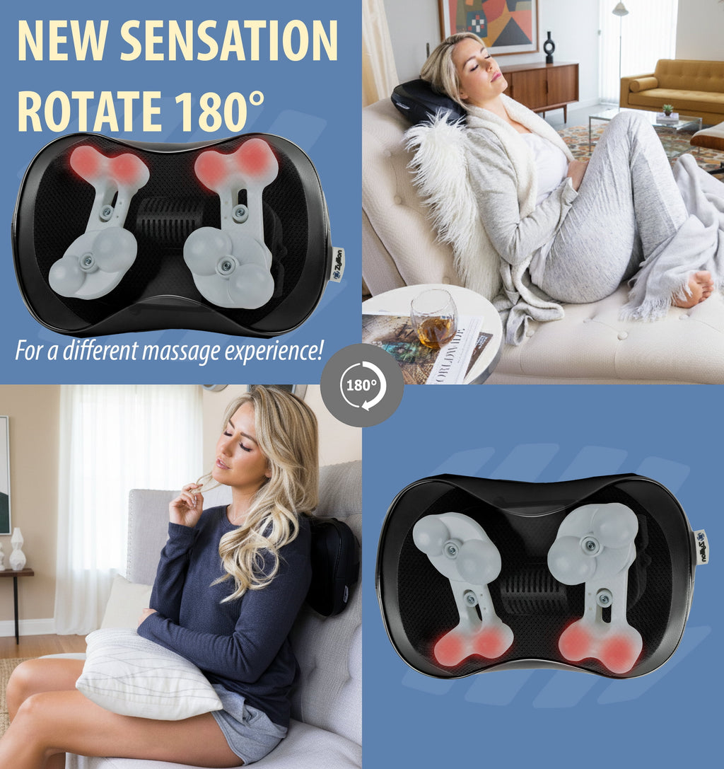 & Neck Massager 3D Kneading 8-Node Massage Pillow with Heat for Muscle Pain, Black - Image 2