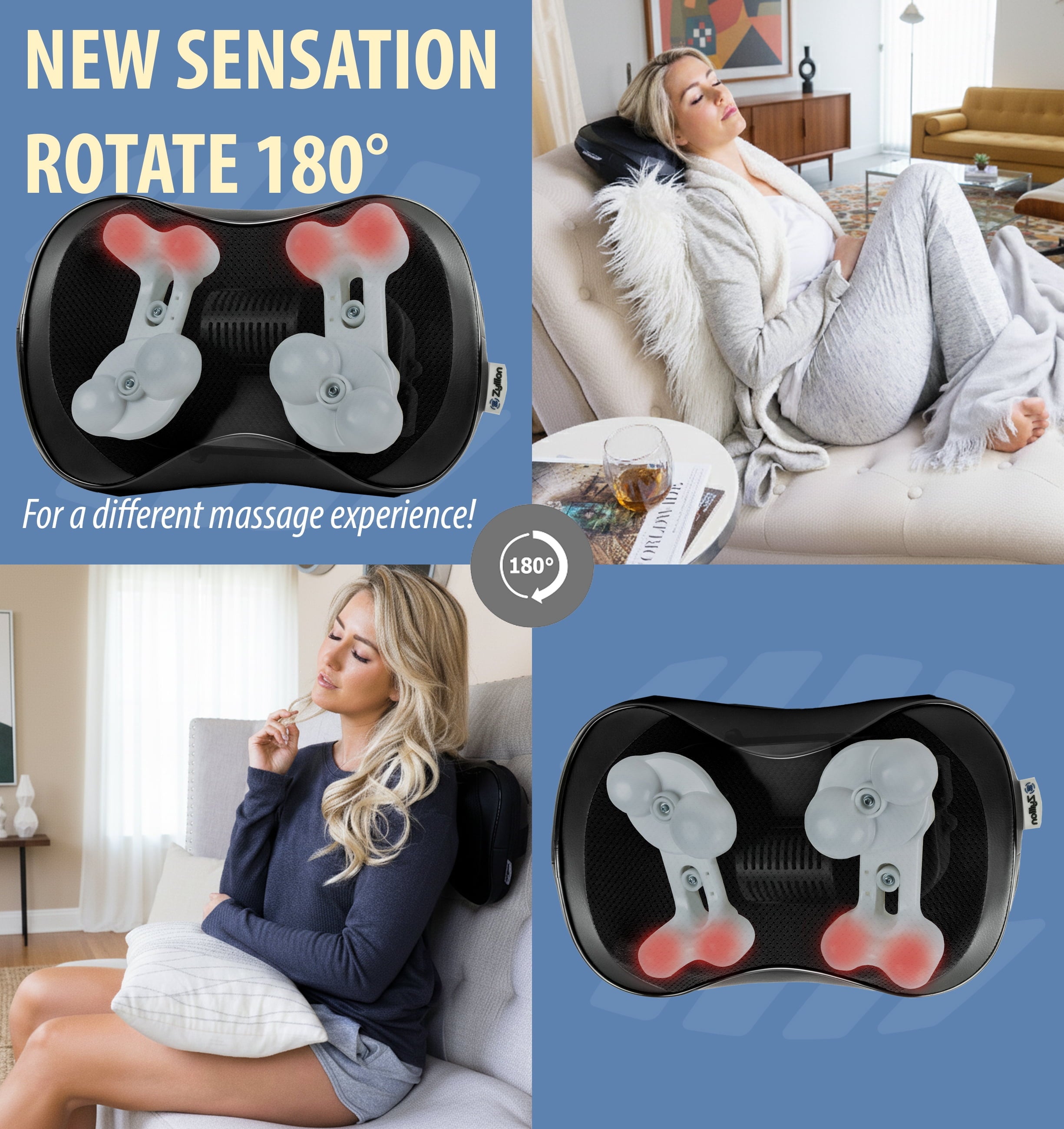 & Neck Massager 3D Kneading 8-Node Massage Pillow with Heat for Muscle Pain, Black - Image 2