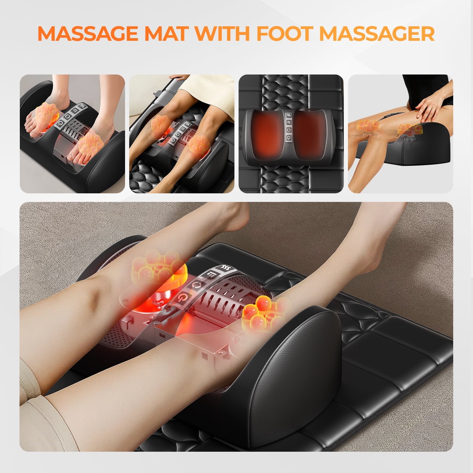 Portable Detachable Back, Neck & Legs Vibration Massage Mat w/ Variable Intensity, Black - Image 5