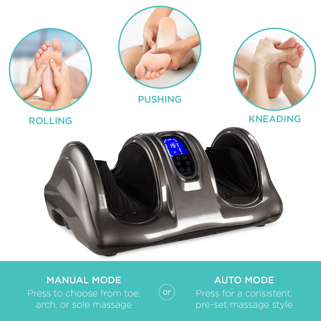 Therapeutic Kneading & Rolling Shiatsu Foot Massager w/ High Intensity Rollers, Remote - Gray - Image 4