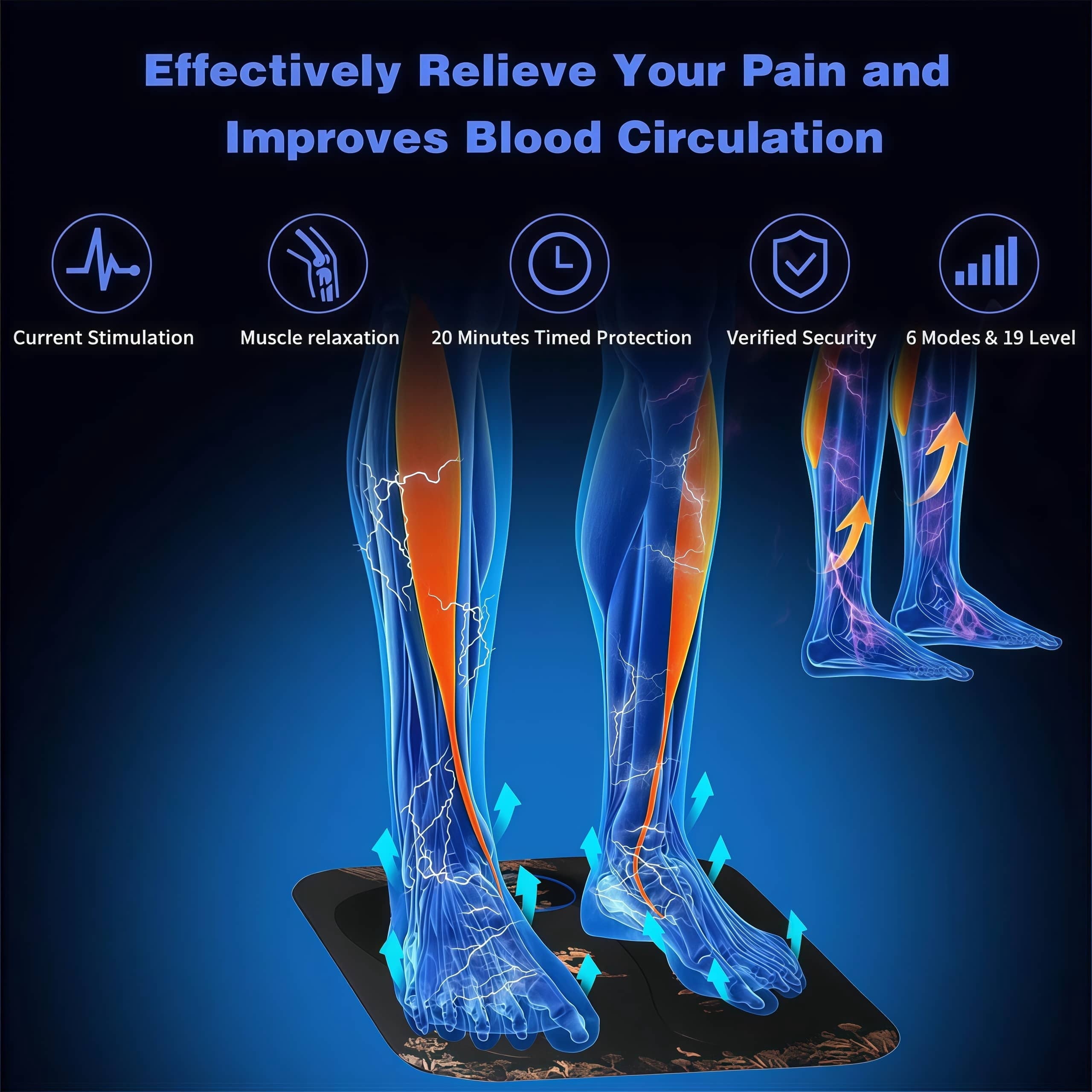 Mat Foldable Rechargeable for Muscle Relaxation, Electric Stimulator Massage Pad for Neuropathy with 8 Modes and 19 L... - Image 5