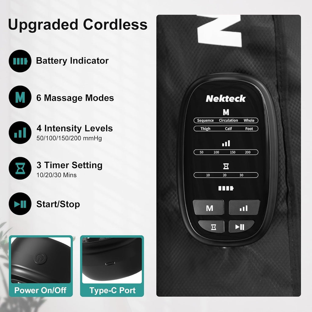 Recovery System, Cordless Air Compression Massage, Rechargeable Portable Full Boots for Circulation and Pain Relief- ... - Image 3