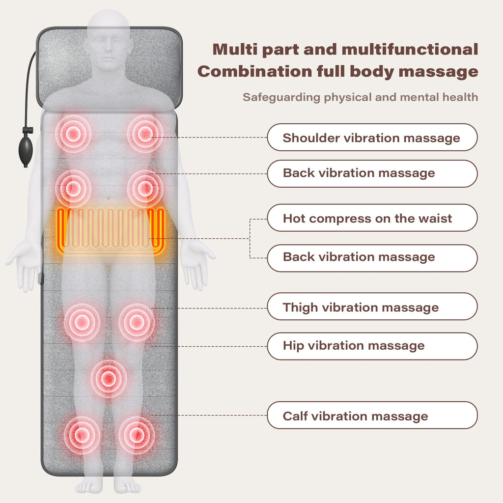 Massager Mat with Heat & Movable Shiatsu Neck Back Massager Pillow, 9 Vibration Motors & Back Heating Pad, Massager f... - Image 6