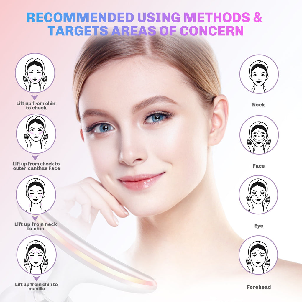 for Skin Care, Massager with 3 Color Modes Heat & Vibration Electric Lifting Device for Wrinkle Removal White - Image 4