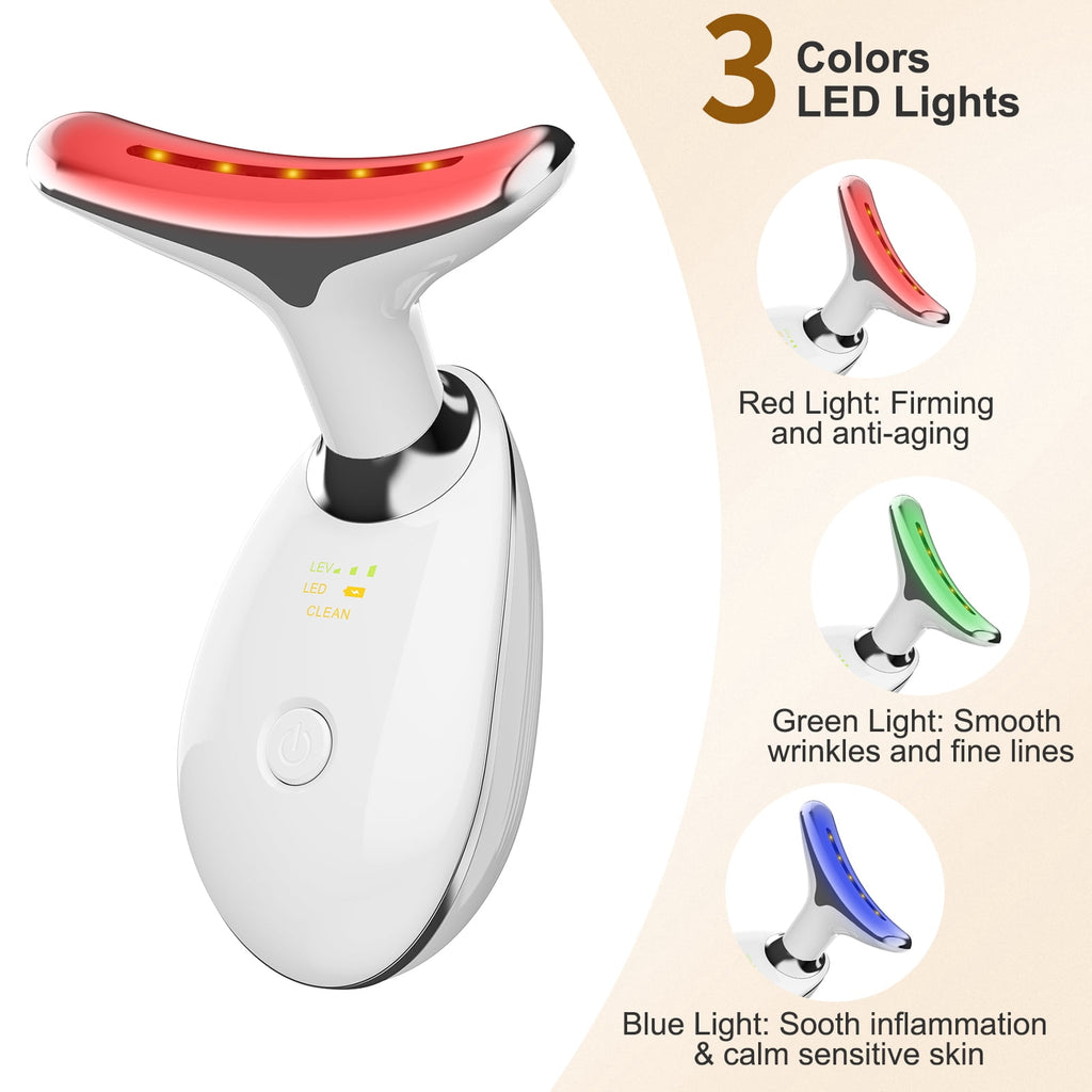 and Neck Massager, 3 Color Red Light Therapy Facial Massager, Sculpting Tool for Skin Care, Smoothing, Firming - Image 3