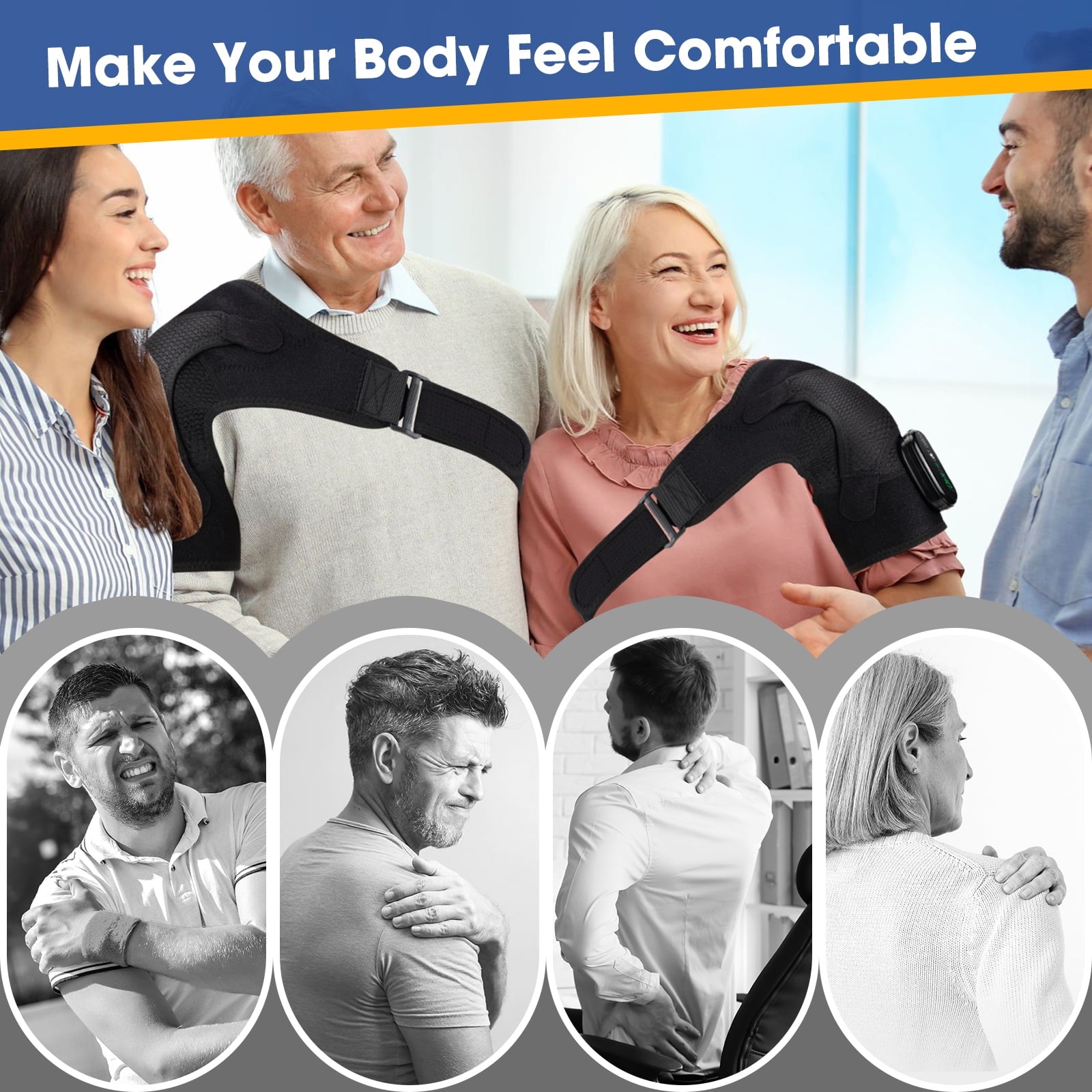 Wrap with Massage for Muscle Relief, Massage with 3 Heat & Vibration Settings, Electric Heating Pad Massager for Men ... - Image 6