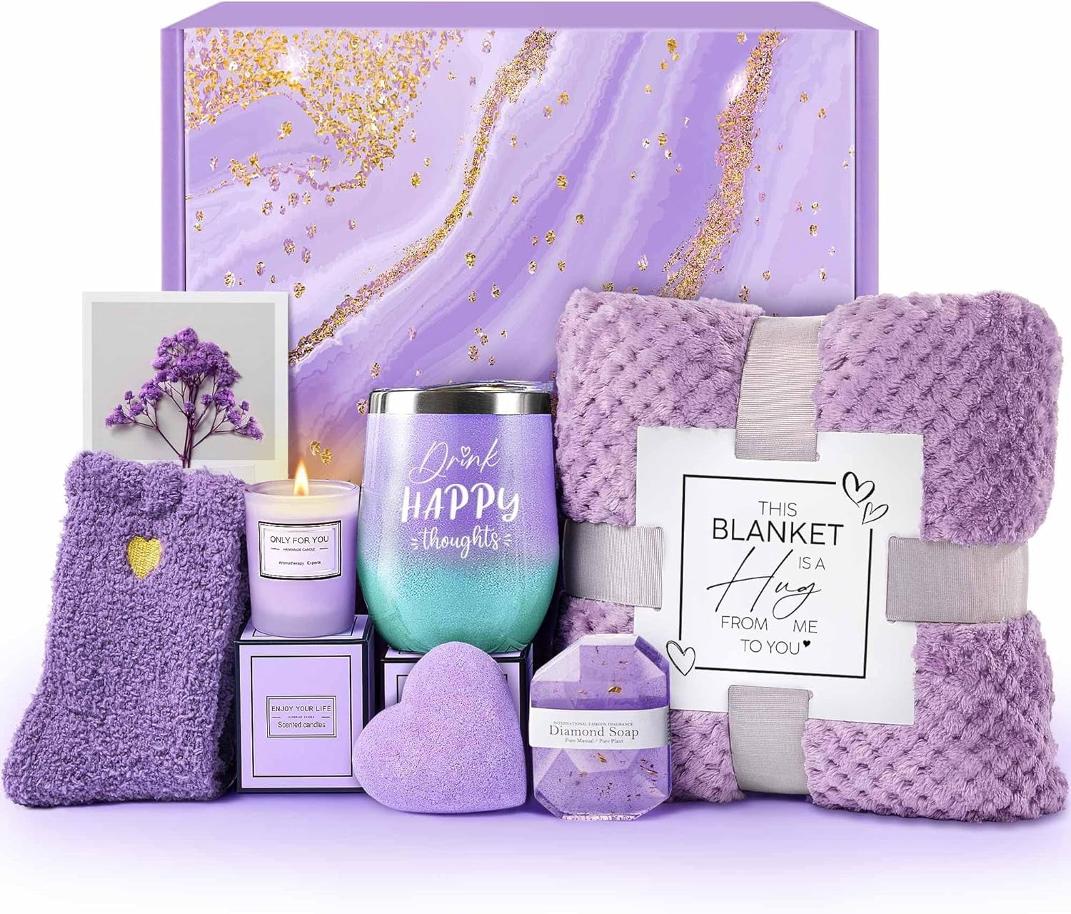 Basket with Blanket for Women, Relaxing Self Care Care Package, Perfect Birthday, Get Well Soon, Mother’s Day & Chris... - Image 4