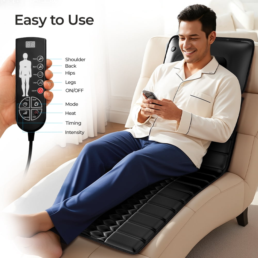 Electric Full Body Massage Mat with Heat Function, 10 Vibration Motors, 9 Intensities, Detachable Pad, Deep Pain Reli... - Image 3