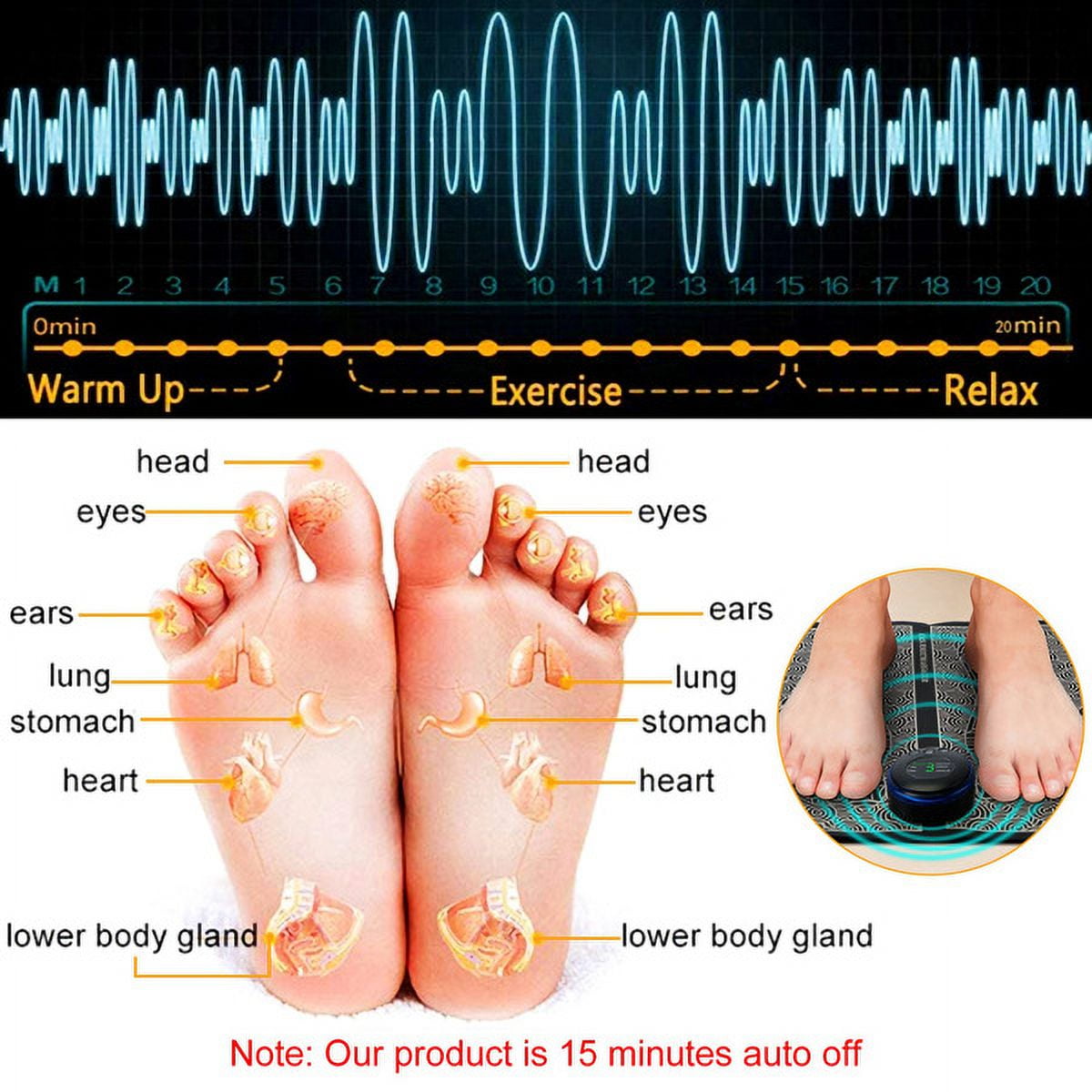 Pad Electric Stimulator r Unit Rechargeable Leg Reshaping Muscle Pain Relax Mat w/ 6 Modes 9 Intensity Levels - Image 6